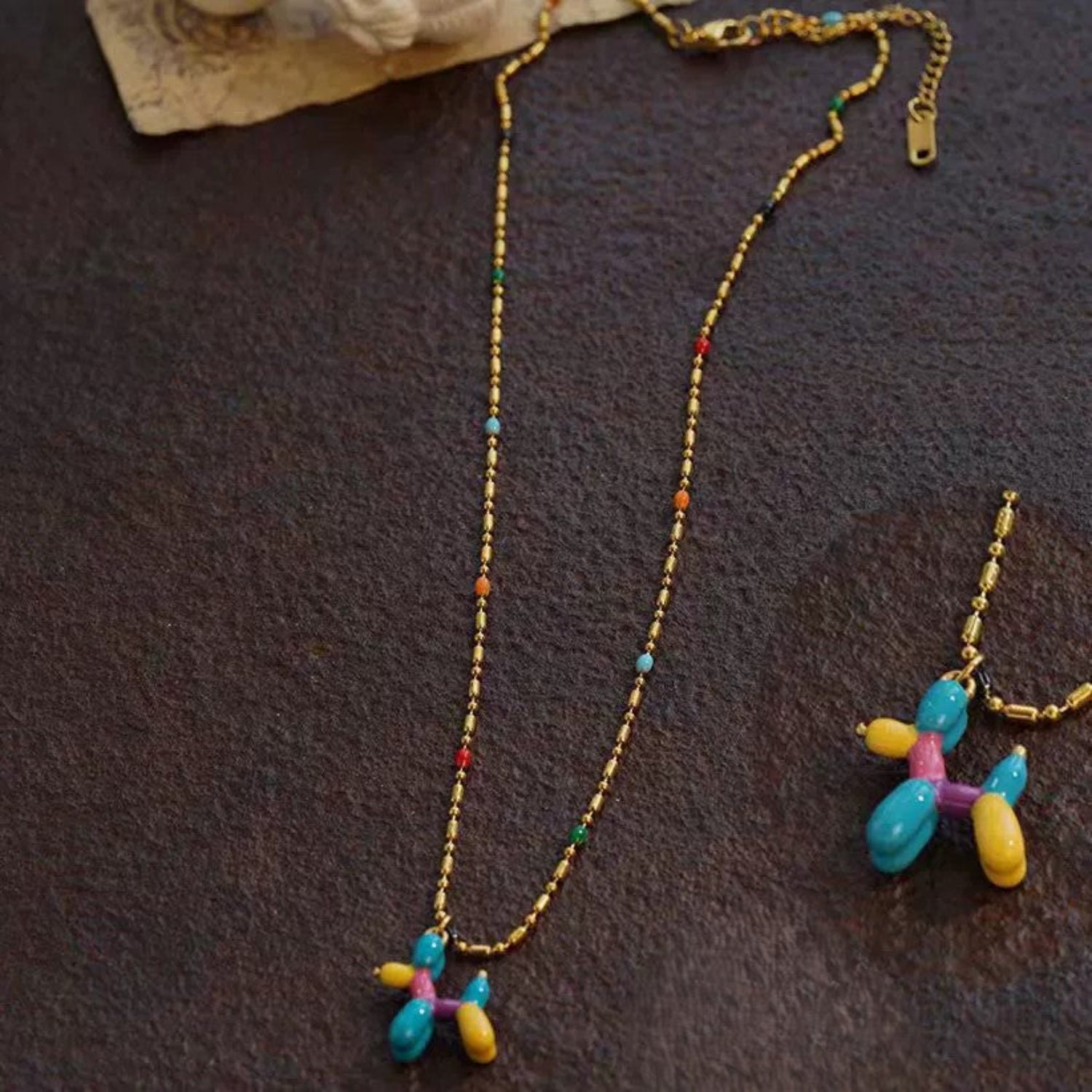 Colorful Balloon Dog Charm Necklace JLTN1845