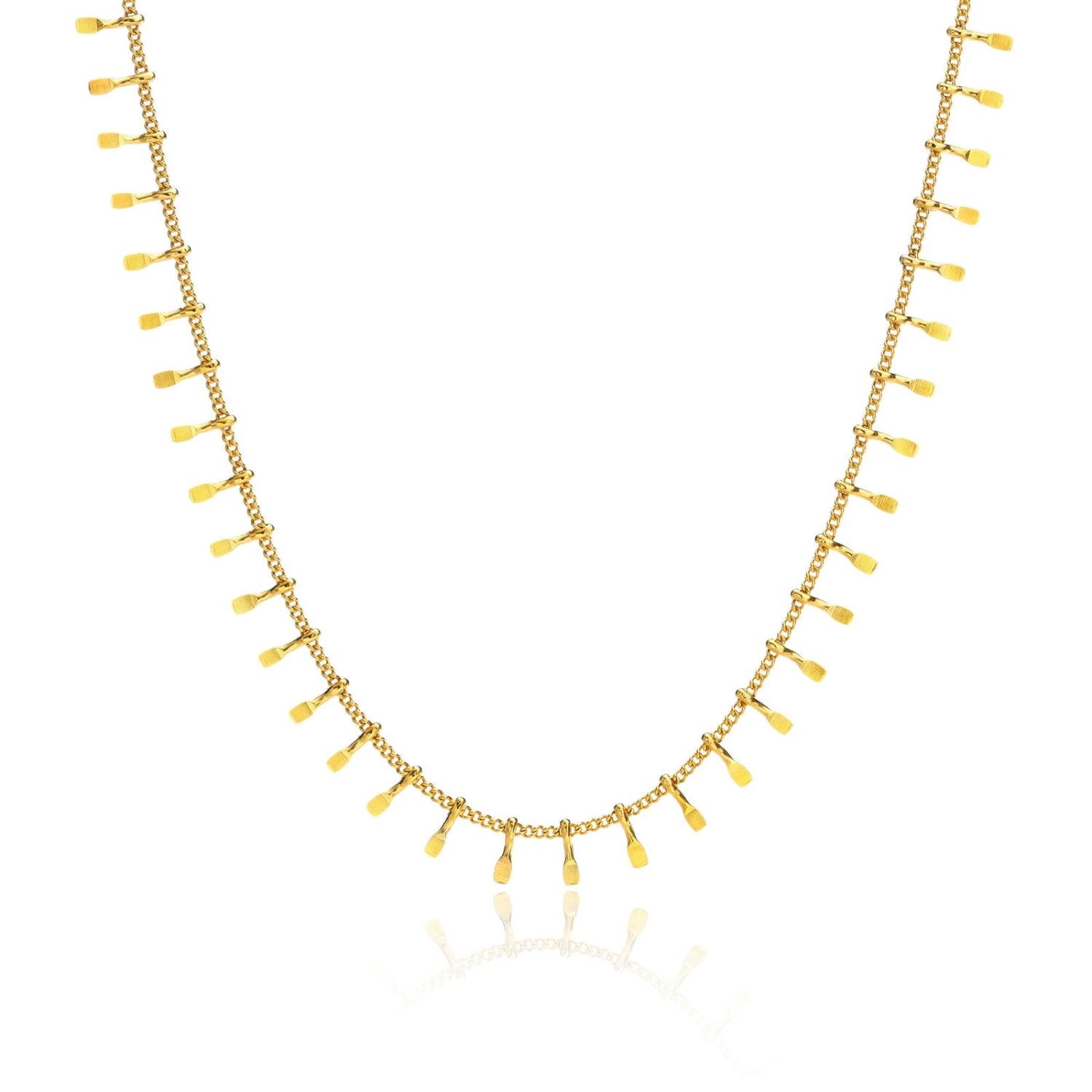 Gold Textured Tassel Fringe Necklace JLTN1847