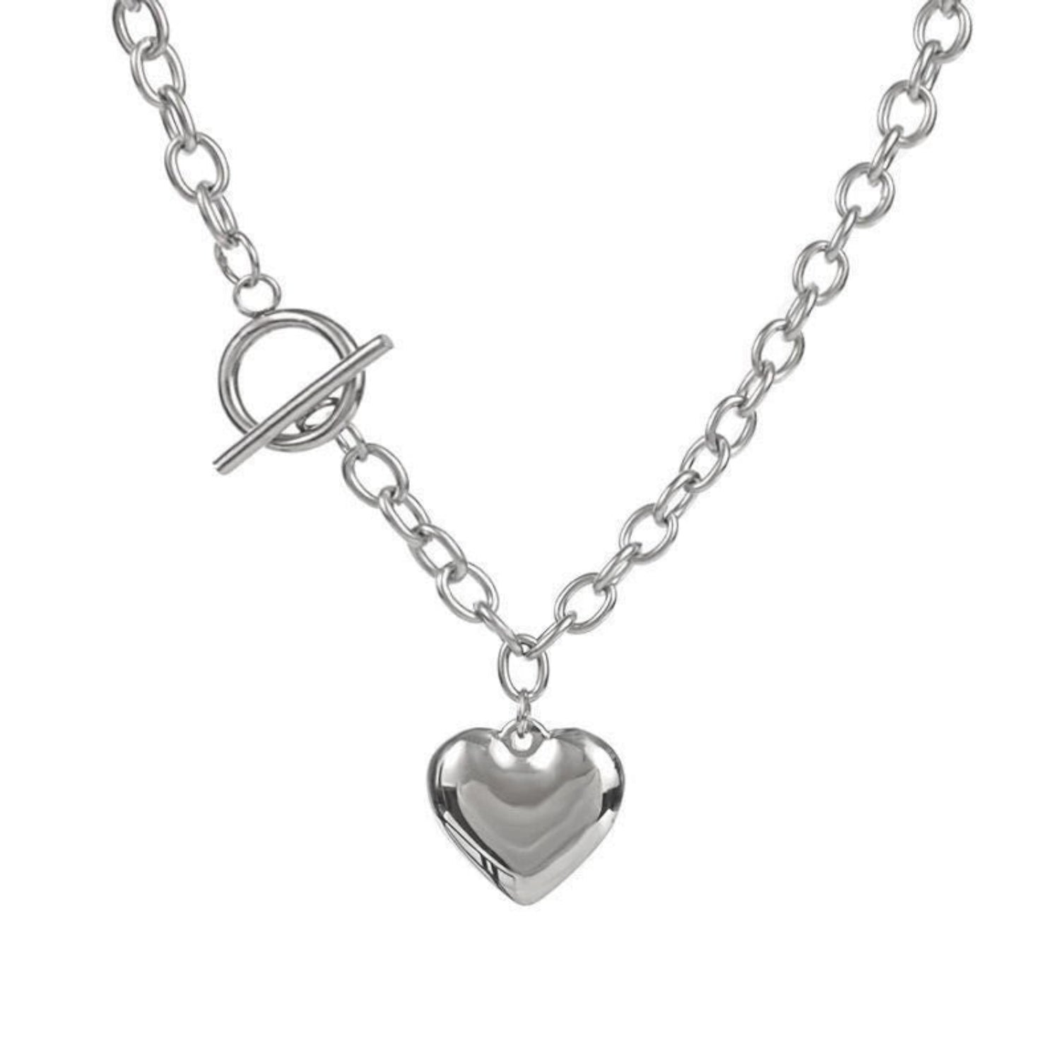 Silver Heart Toggle Chain Necklace JLTN1850