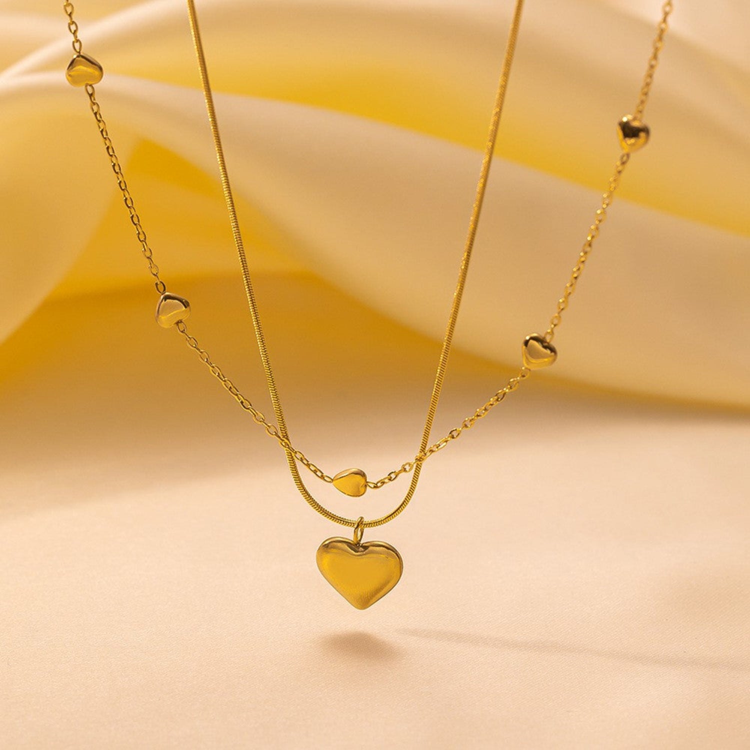 Gold Layered Heart Pendant Necklace JLTN1867