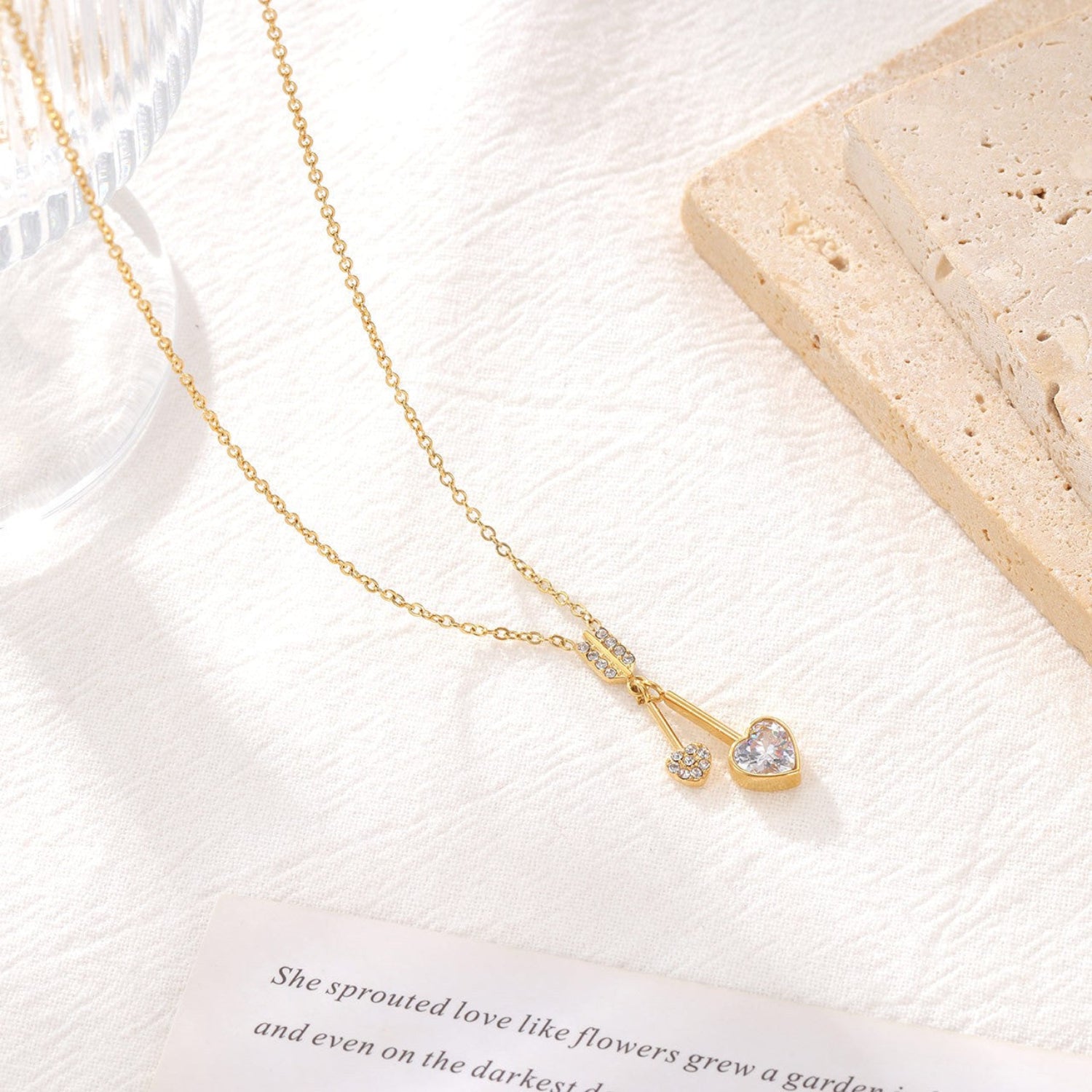 Gold Heart Cherry Charm Necklace JLTN1880