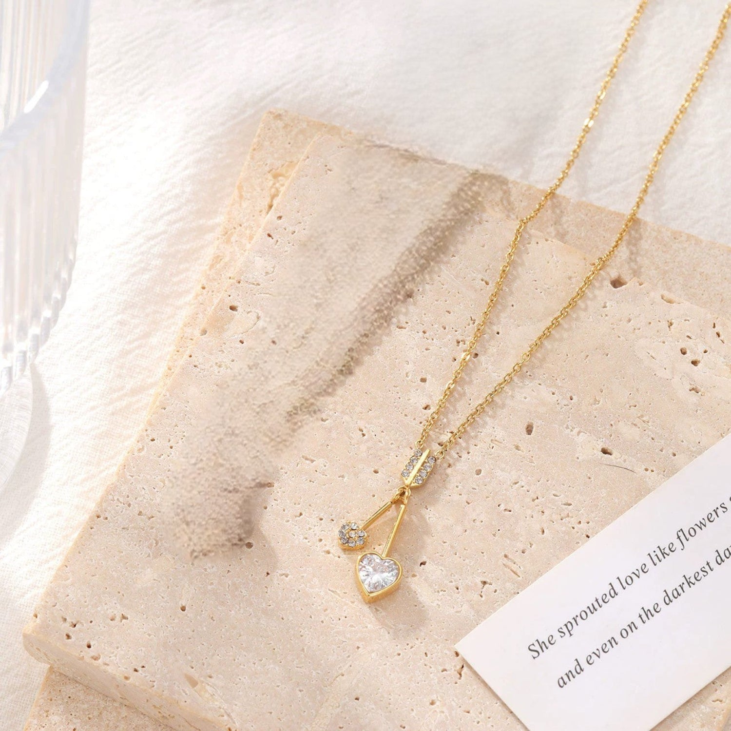 Gold Heart Cherry Charm Necklace JLTN1880