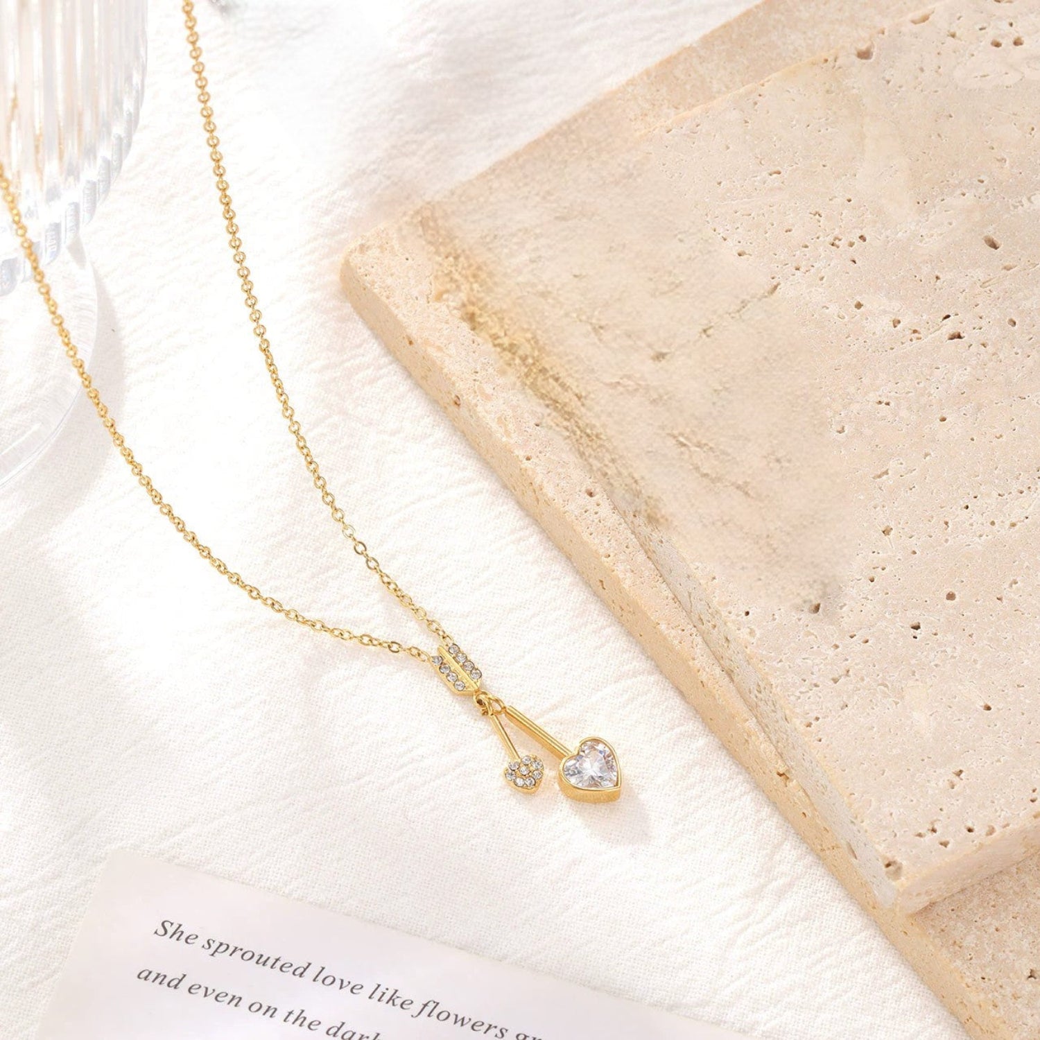 Gold Heart Cherry Charm Necklace JLTN1880