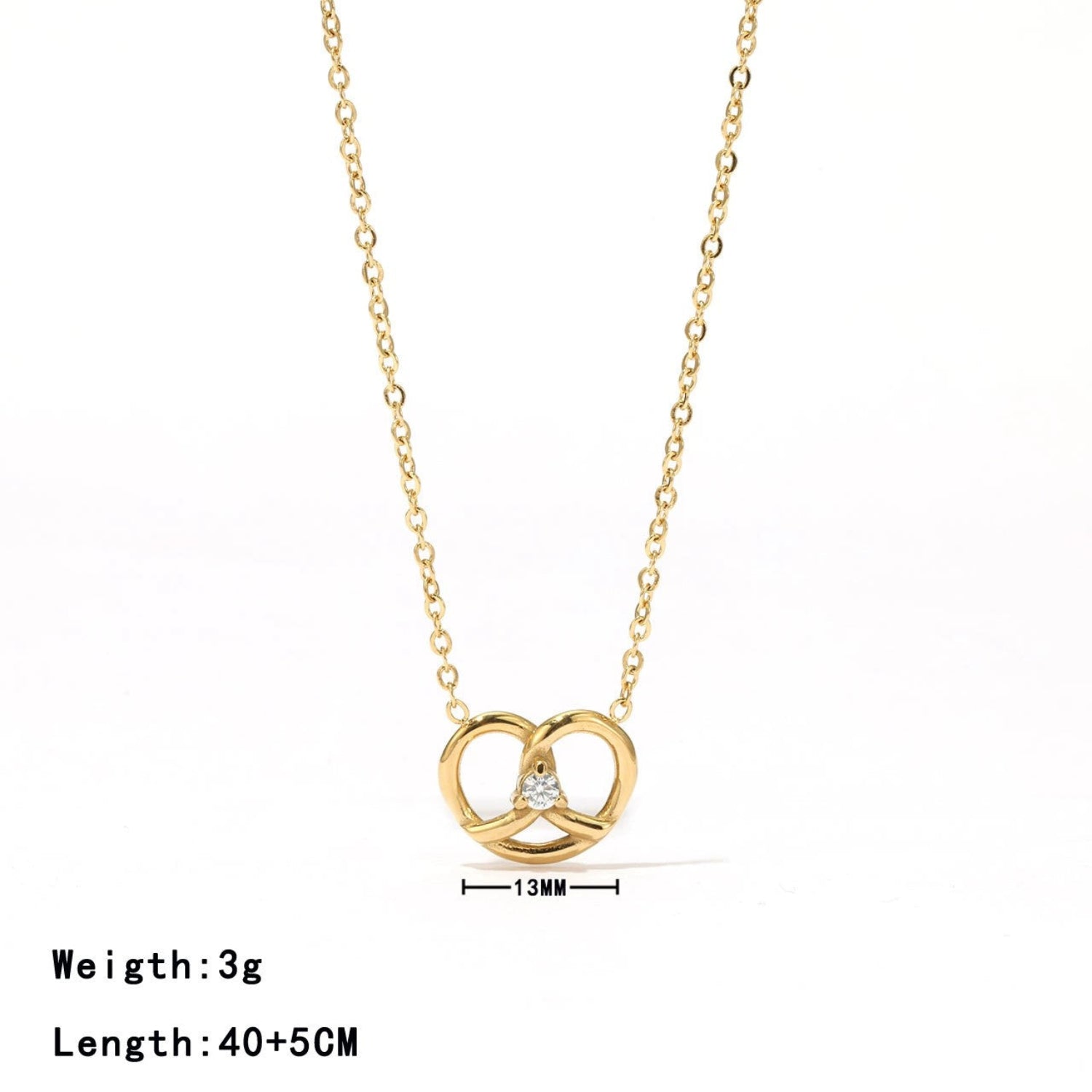 Gold Pretzel Knot Crystal Necklace JLTN1882