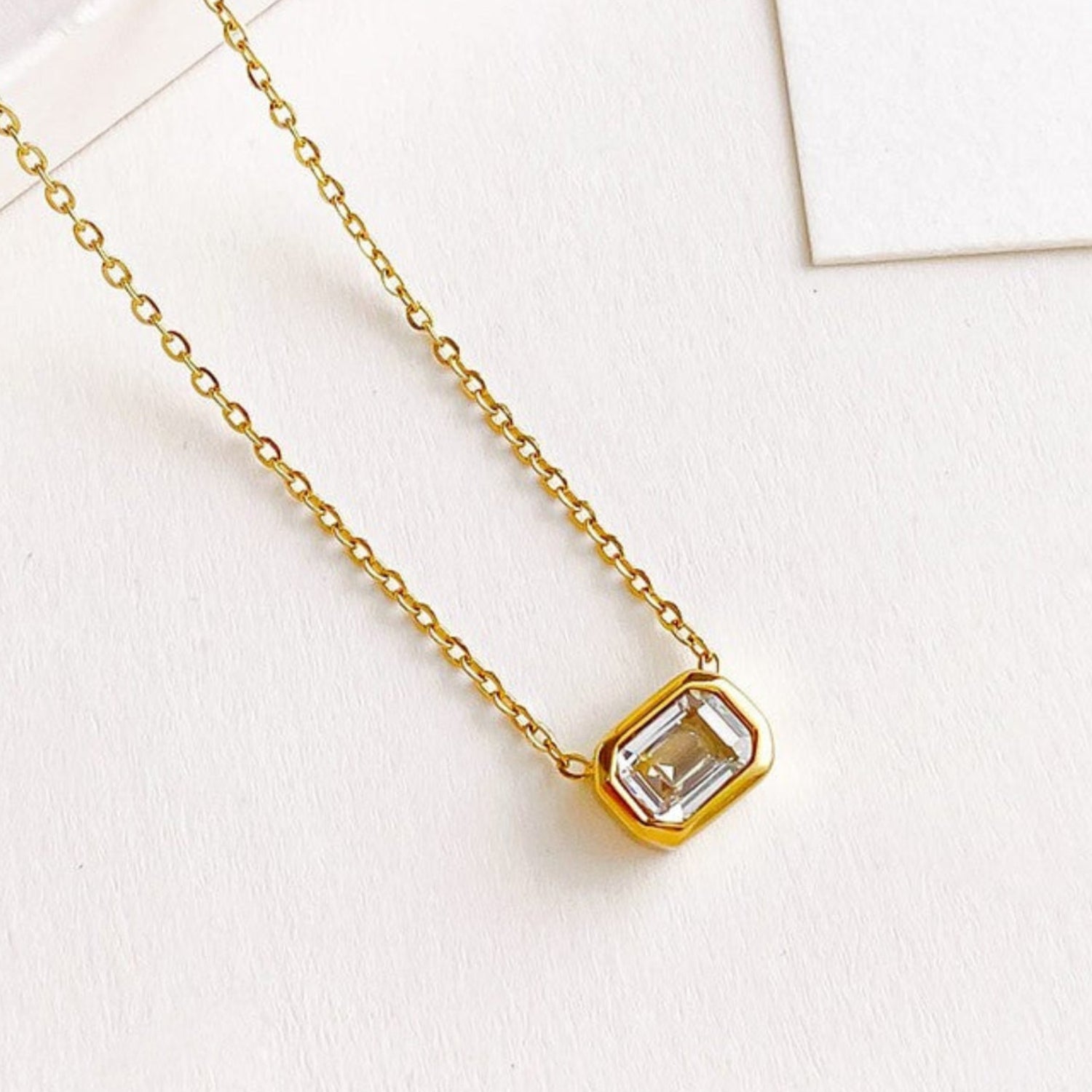 Gold Emerald Cut Zirconia Necklace JLTN1884