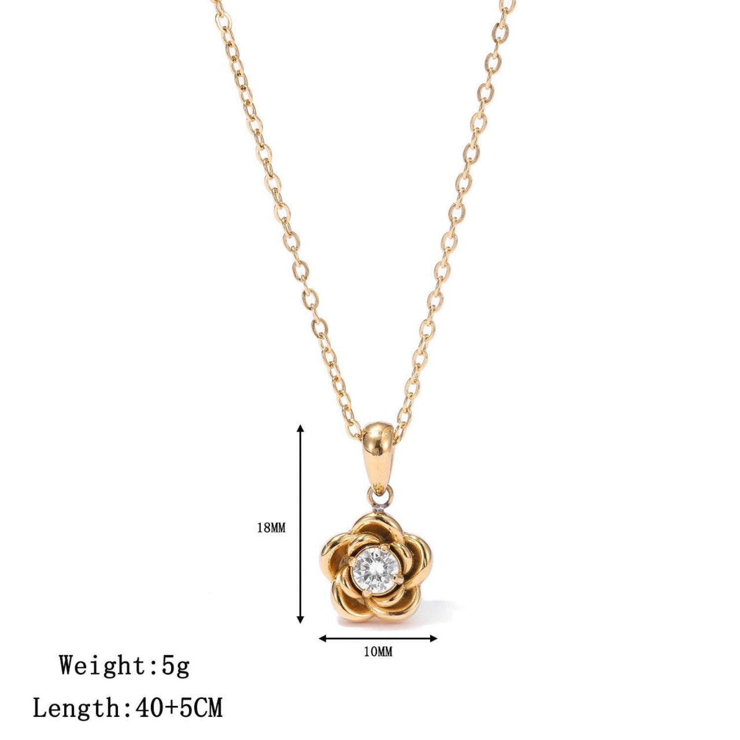 Gold Rose Crystal Pendant Necklace JLTN1886