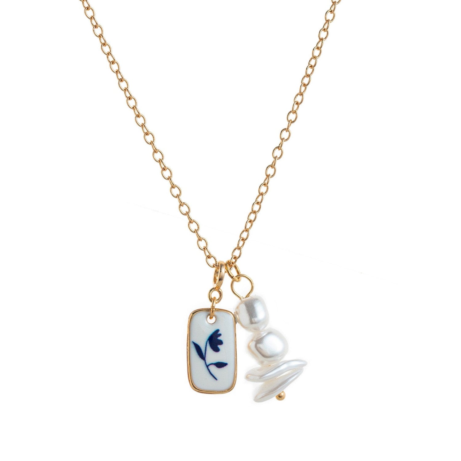 Floral Porcelain Pearl Gold Necklace JLTN1890