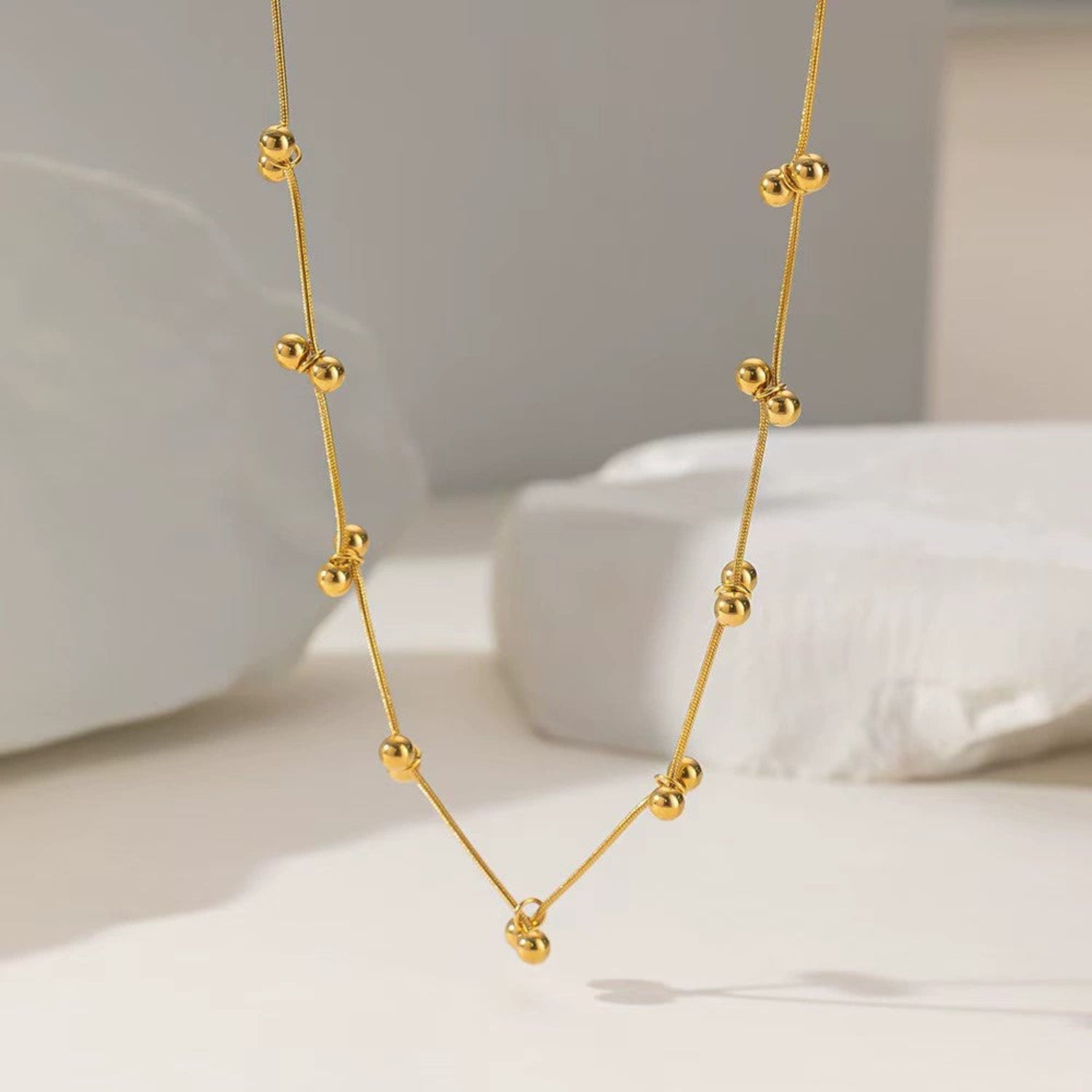 Gold Beaded Snake Chain Necklace JLTN1897