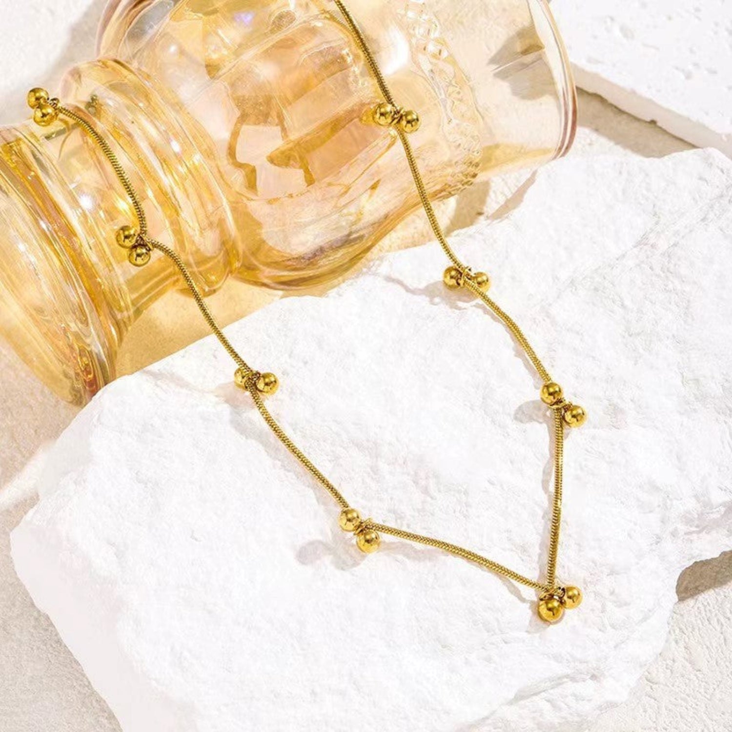 Gold Beaded Snake Chain Necklace JLTN1897