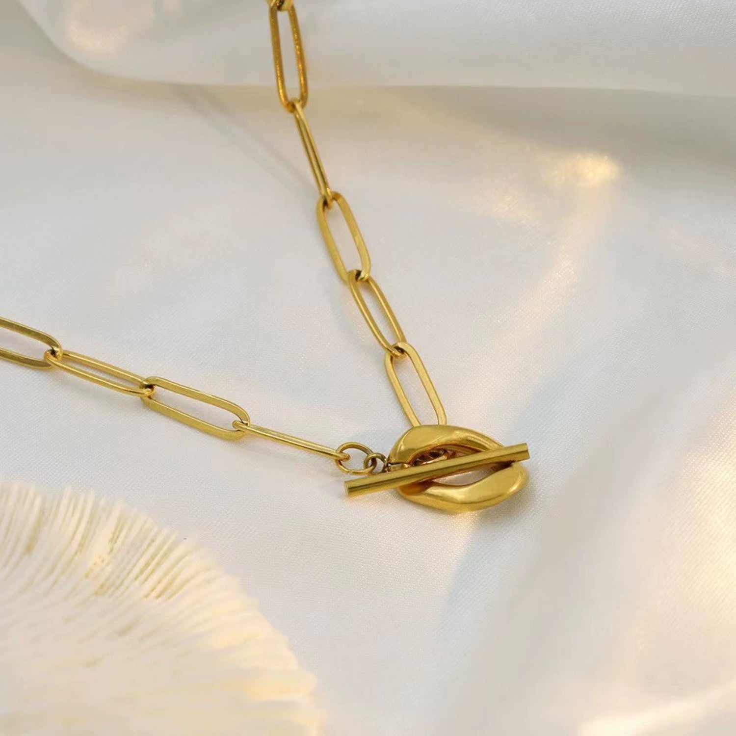 Gold Heart Crystal Station Necklace JLTN1900