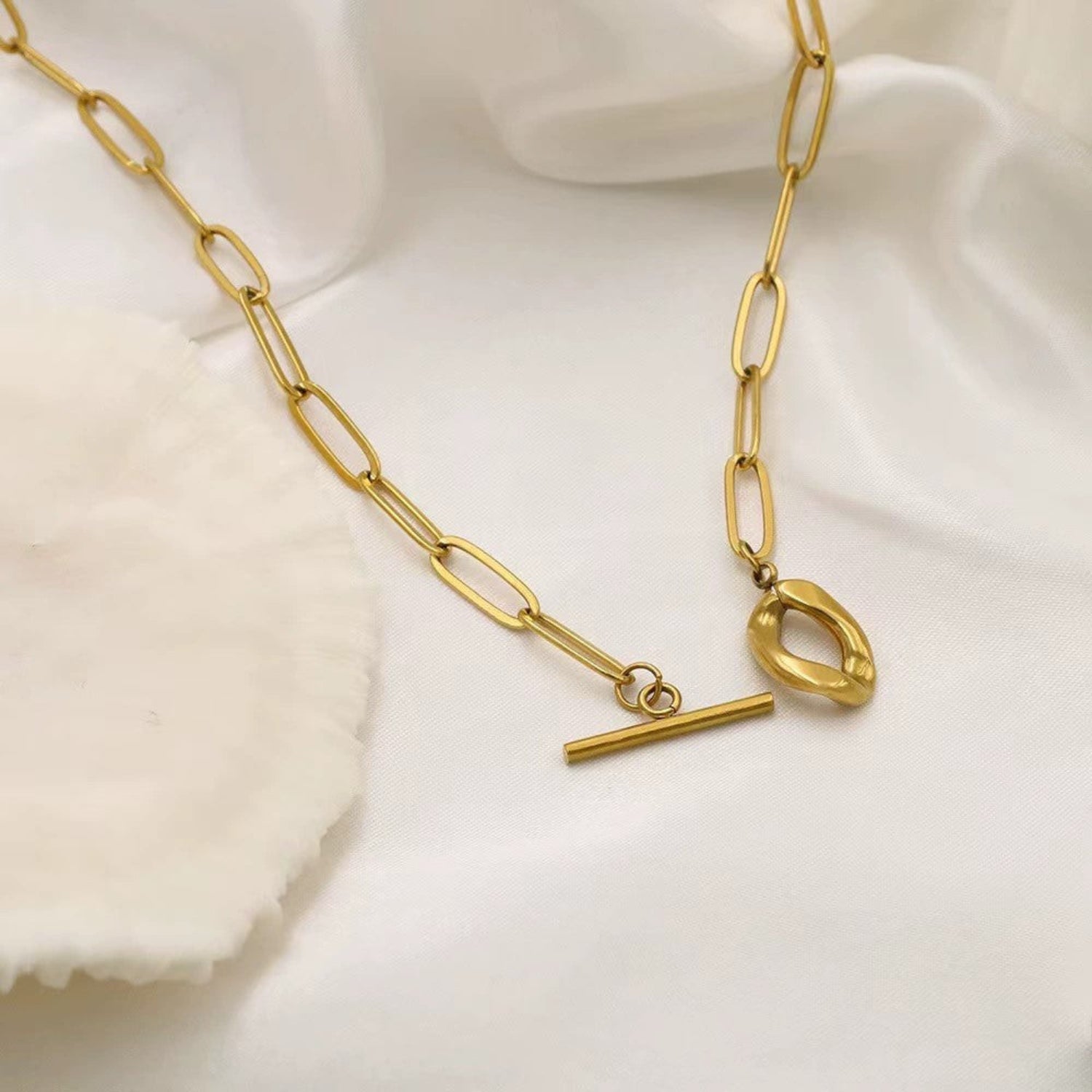 Gold Heart Crystal Station Necklace JLTN1900