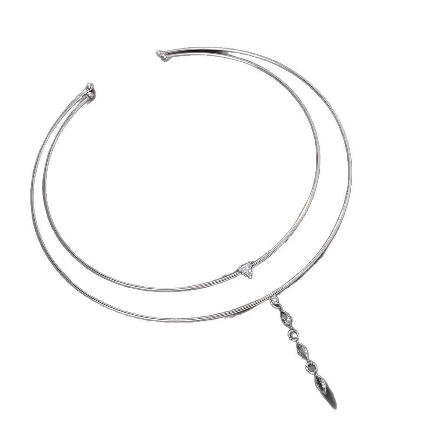 Double Hoop Silver Crystal Choker JLTN1901