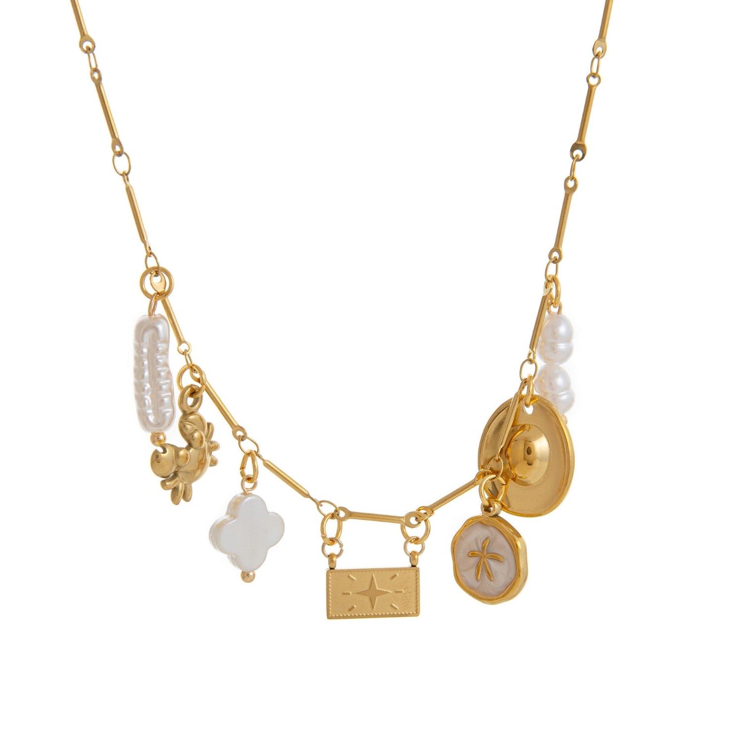 Gold Multi-Charm Eclectic Statement Necklace JLTN1902
