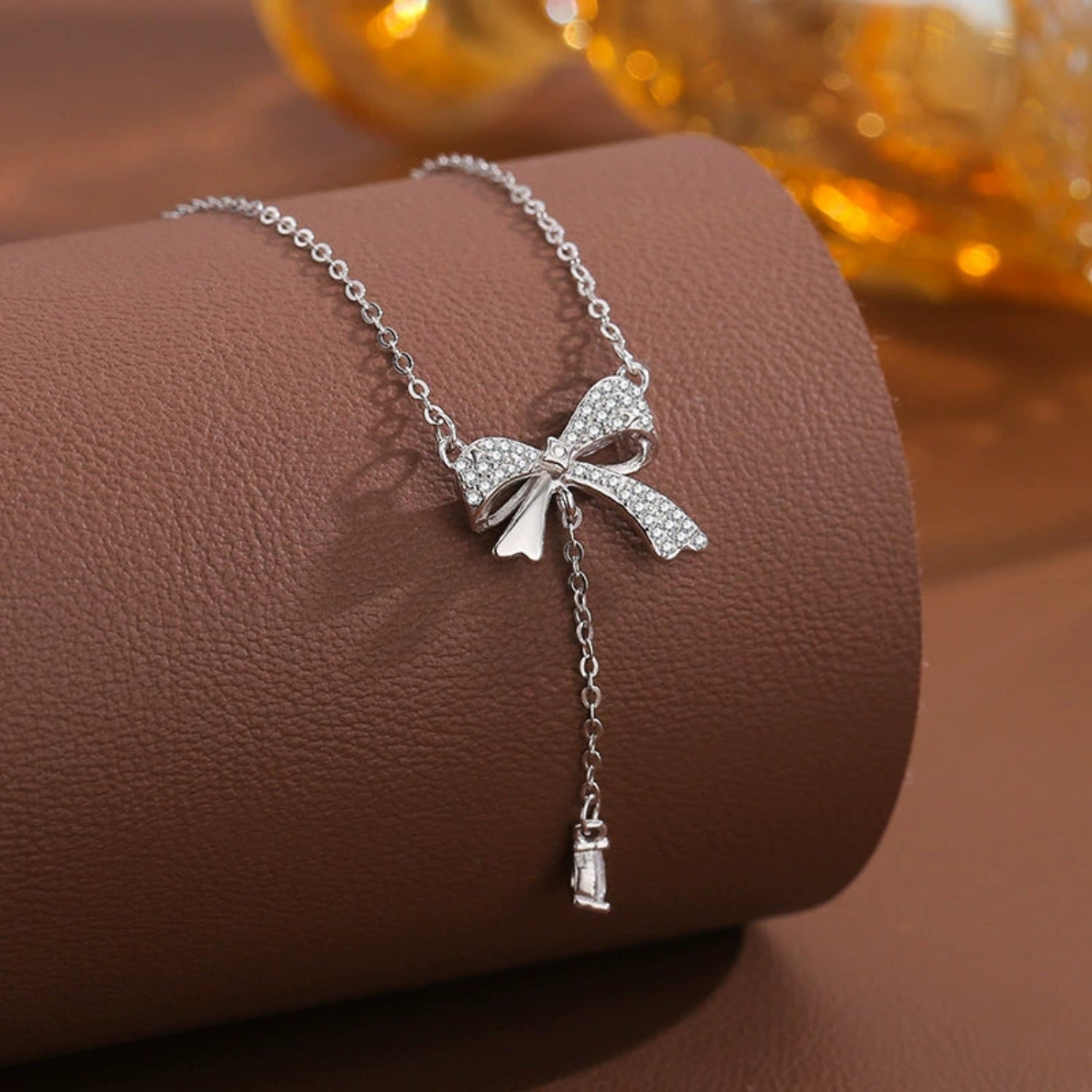 Silver Crystal Bow Necklace JLTN1906