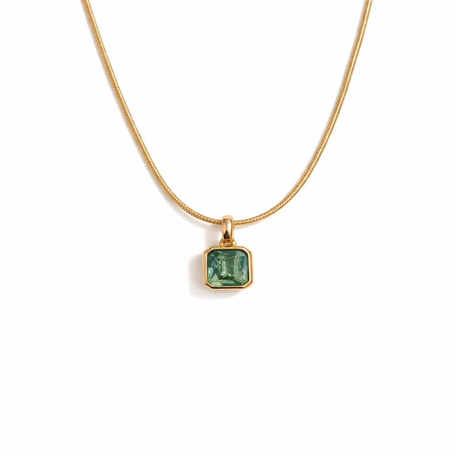 Emerald Blue Rectangular Pendant Necklace JLTN1909
