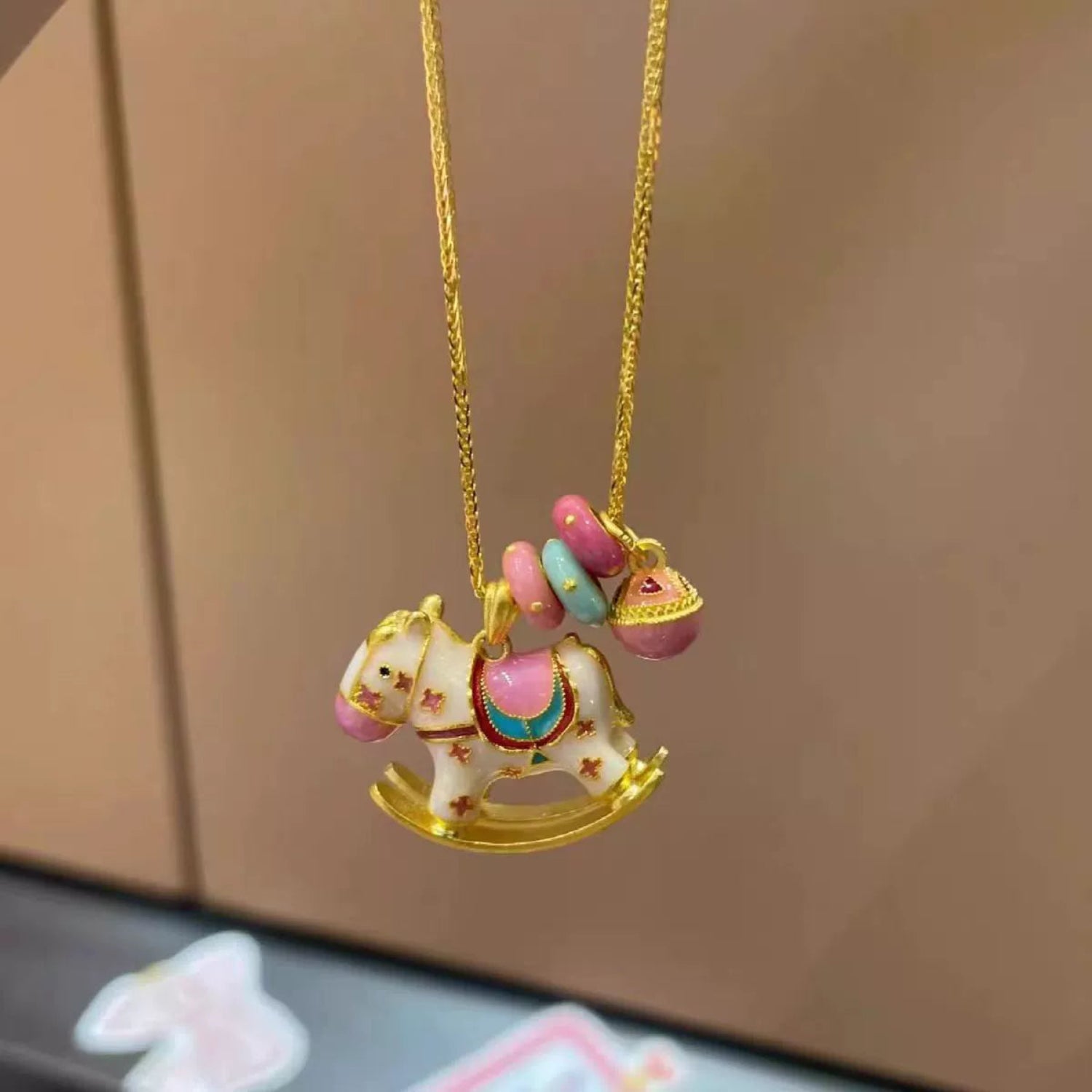 Enamel Rocking Horse Charm Necklace JLTN1911