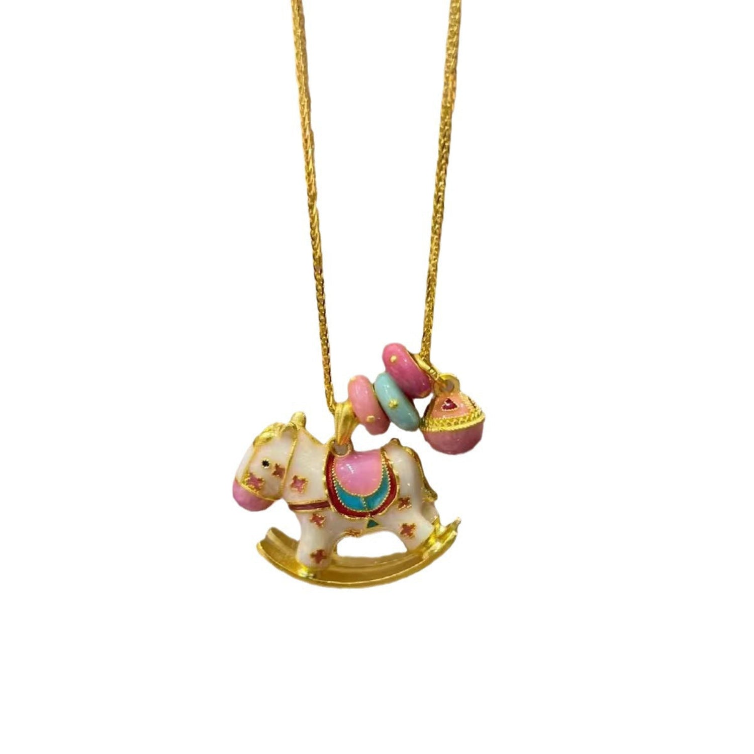 Enamel Rocking Horse Charm Necklace JLTN1911