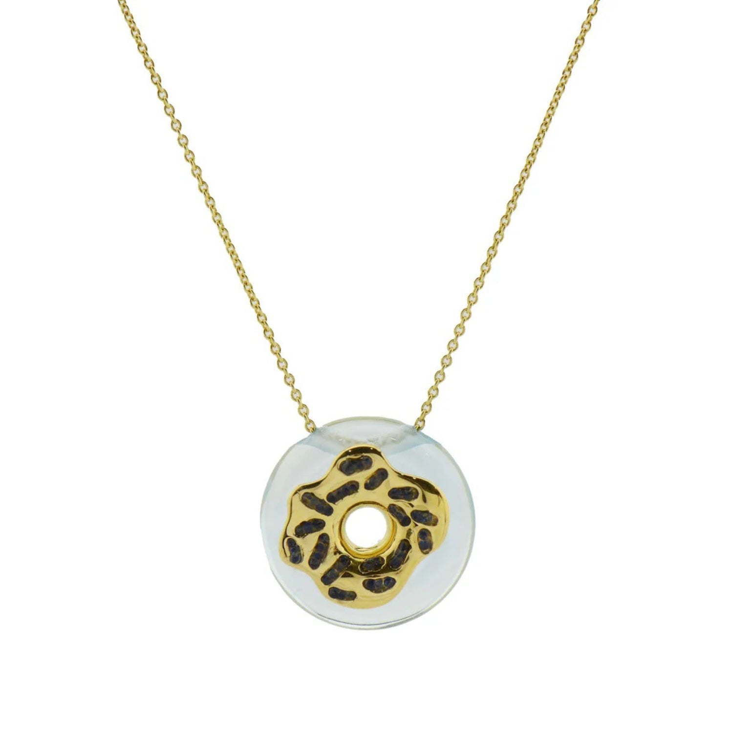 Gold & Blue Leopard Print Resin Necklace JLTN1918