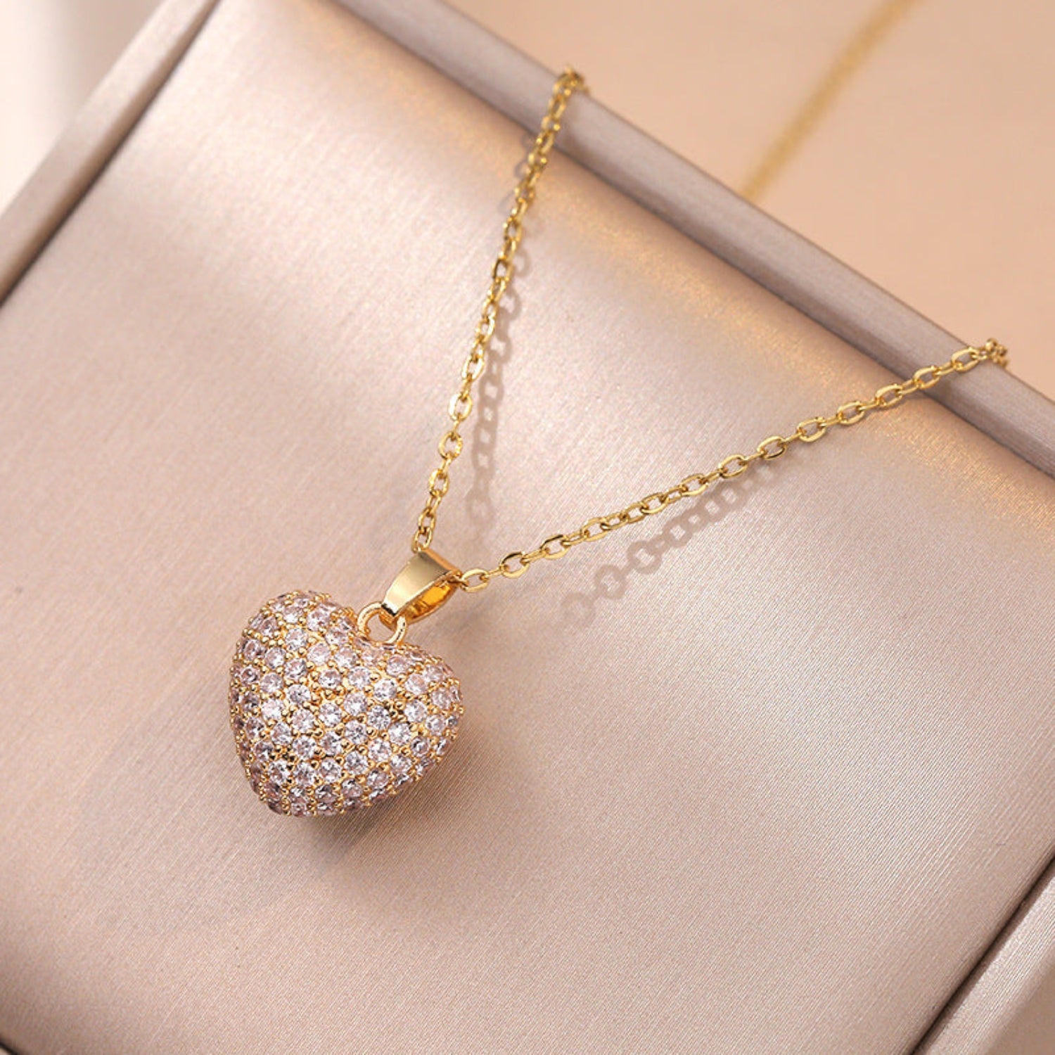 Gold Pave Crystal Heart Necklace JLTN1926