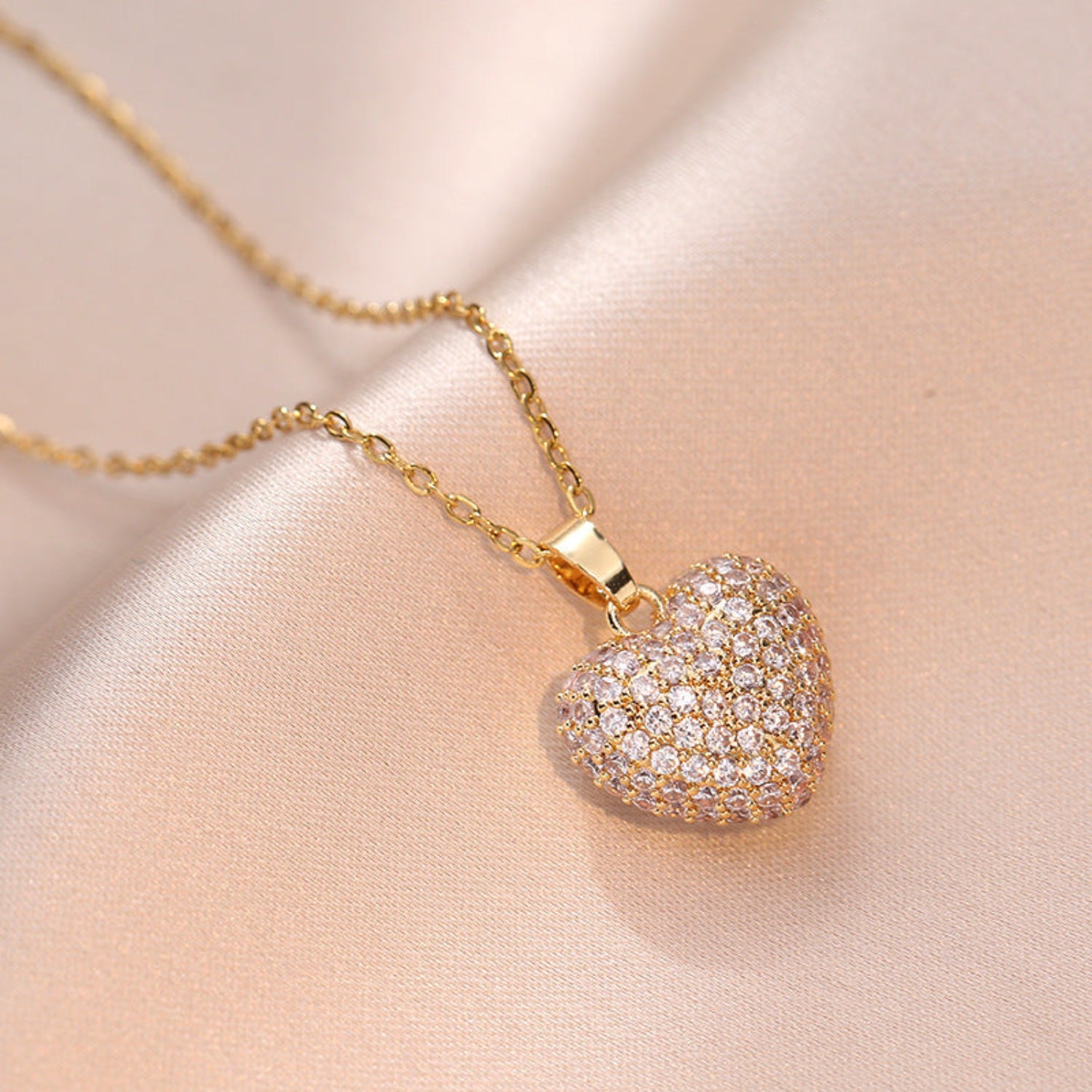 Gold Pave Crystal Heart Necklace JLTN1926