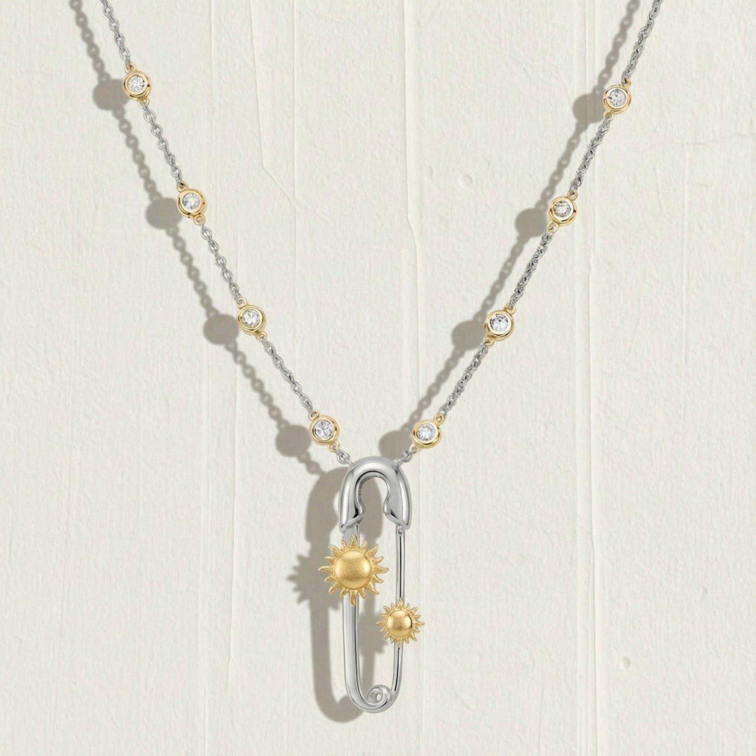 Silver Safety Pin Sun Necklace JLTN1928