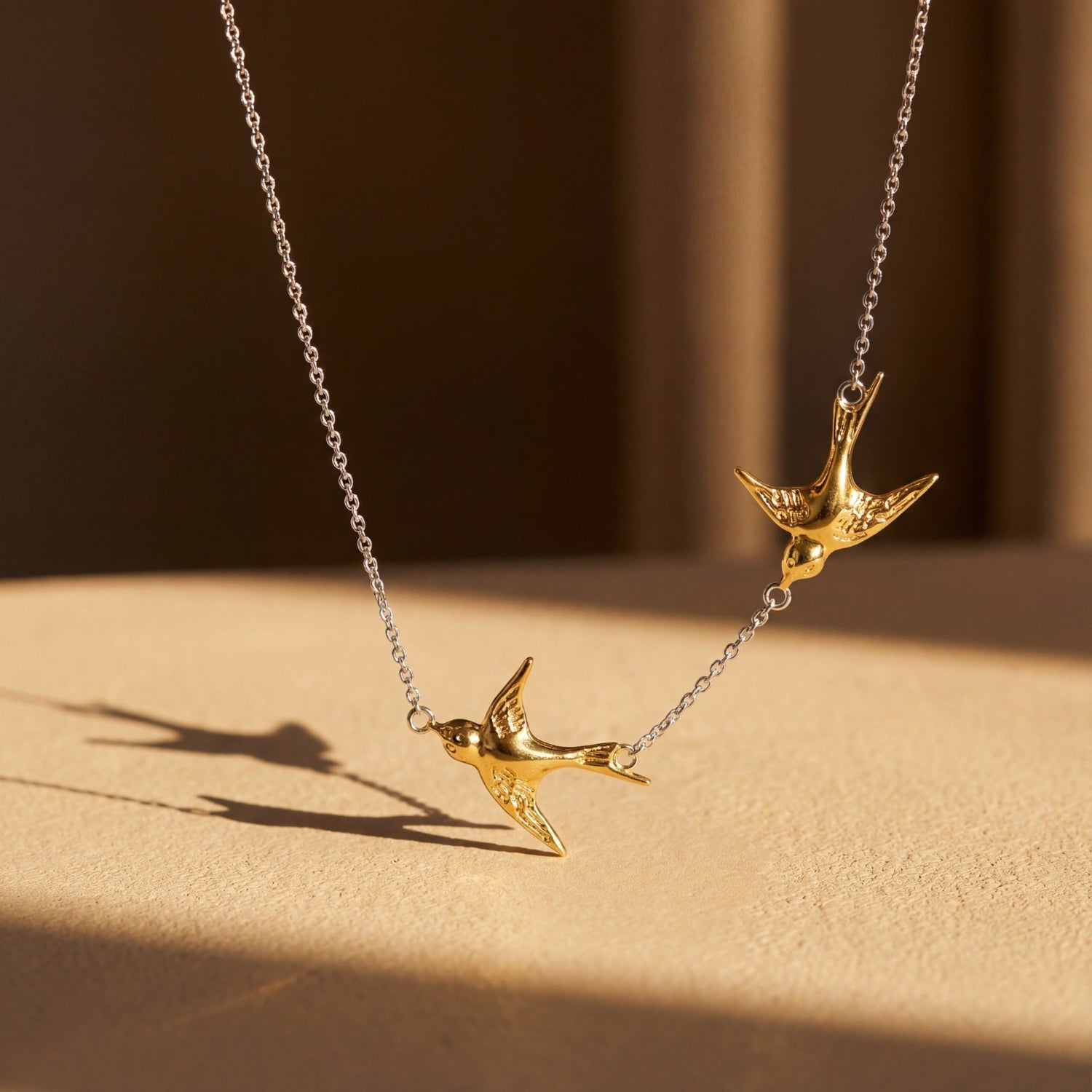 Golden Flying Swallow Bird Necklace JLTN1929