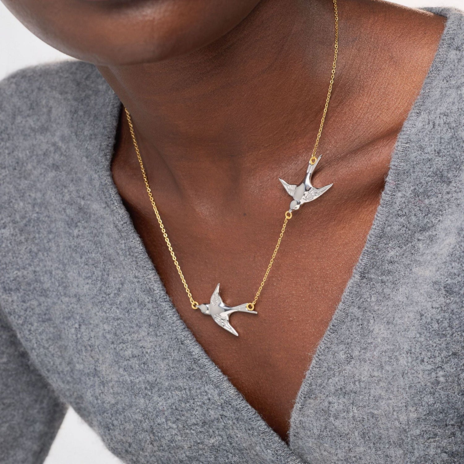 Silver Flying Swallow Bird Necklace JLTN1930