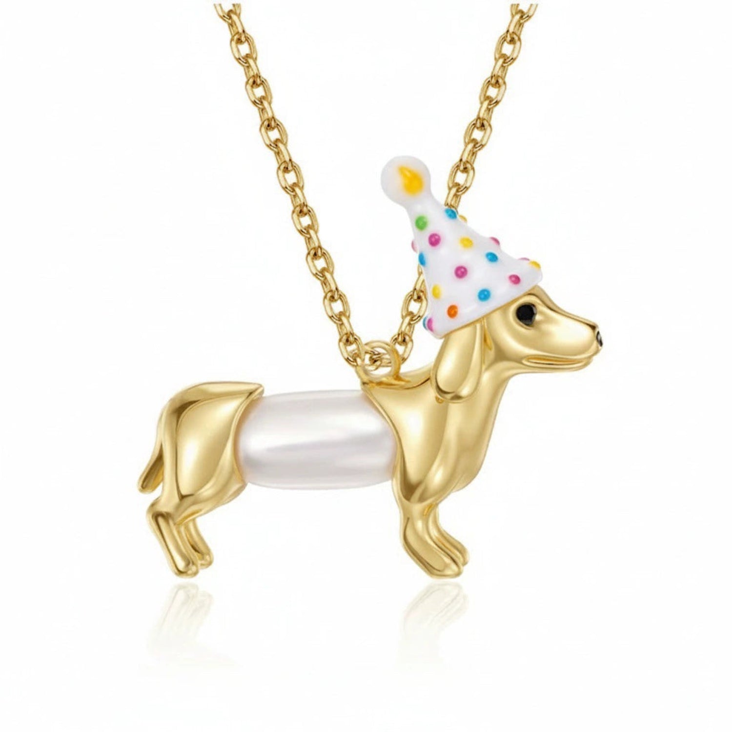 Dachshund Party Hat Pearl Necklace JLTN1937