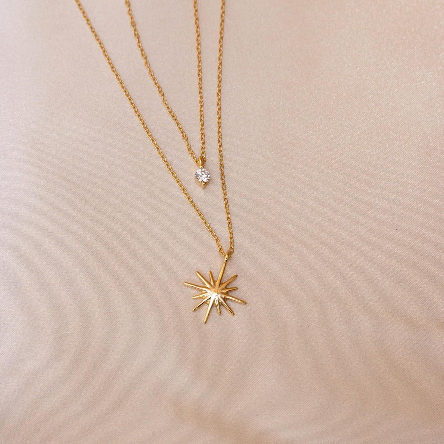 Gold Starburst Crystal Layered Necklace JLTN1940