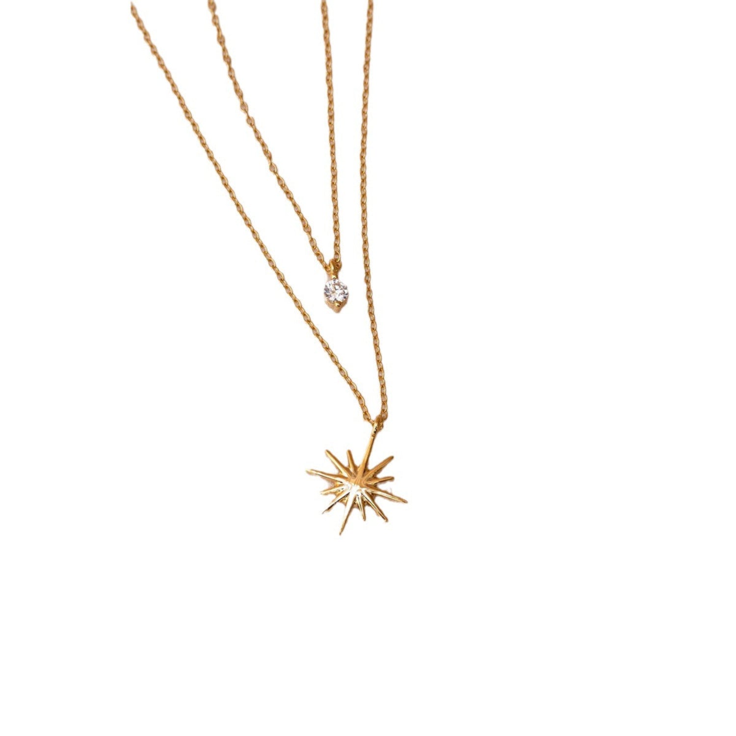 Gold Starburst Crystal Layered Necklace JLTN1940
