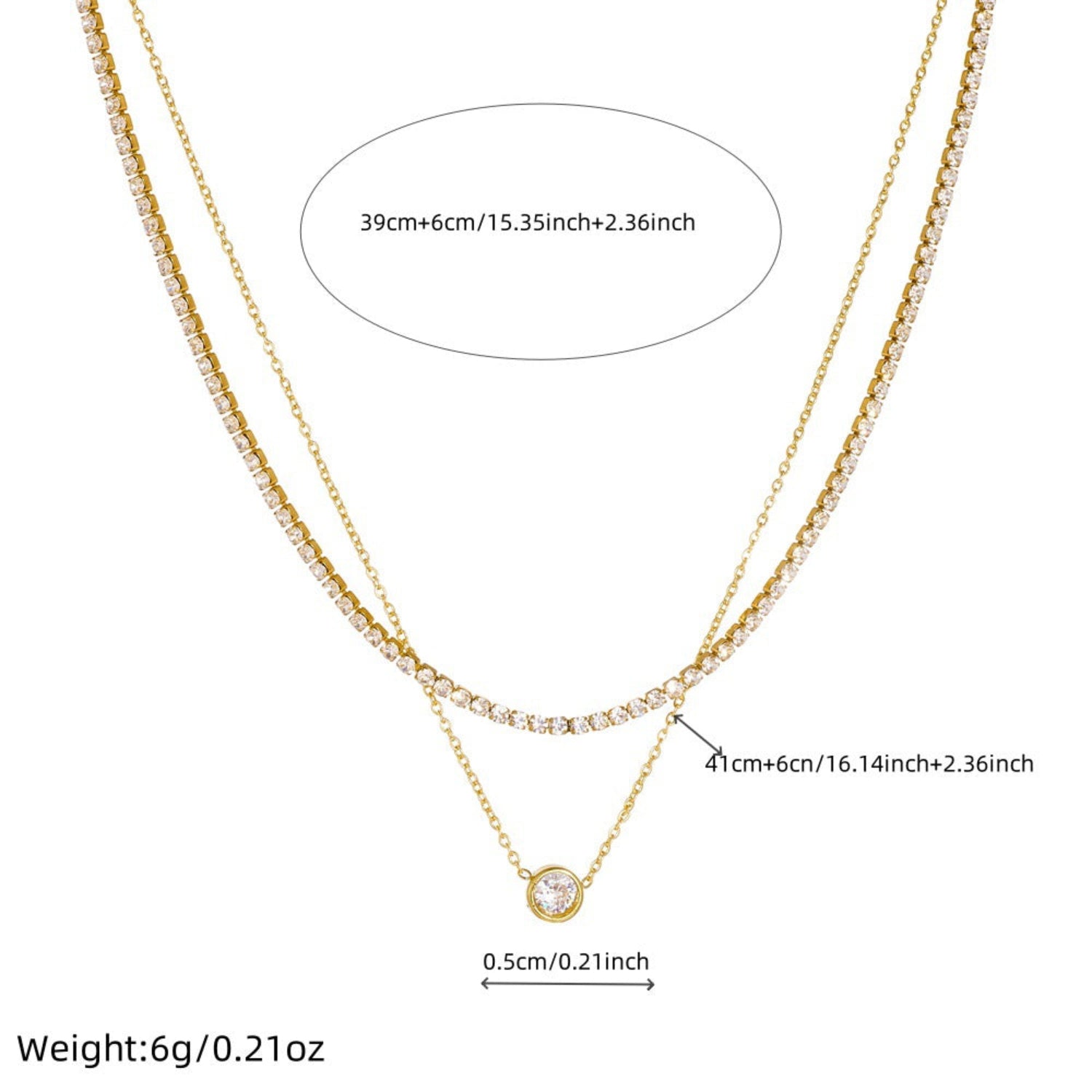 Gold White Crystal Tennis Necklace JLTN1941
