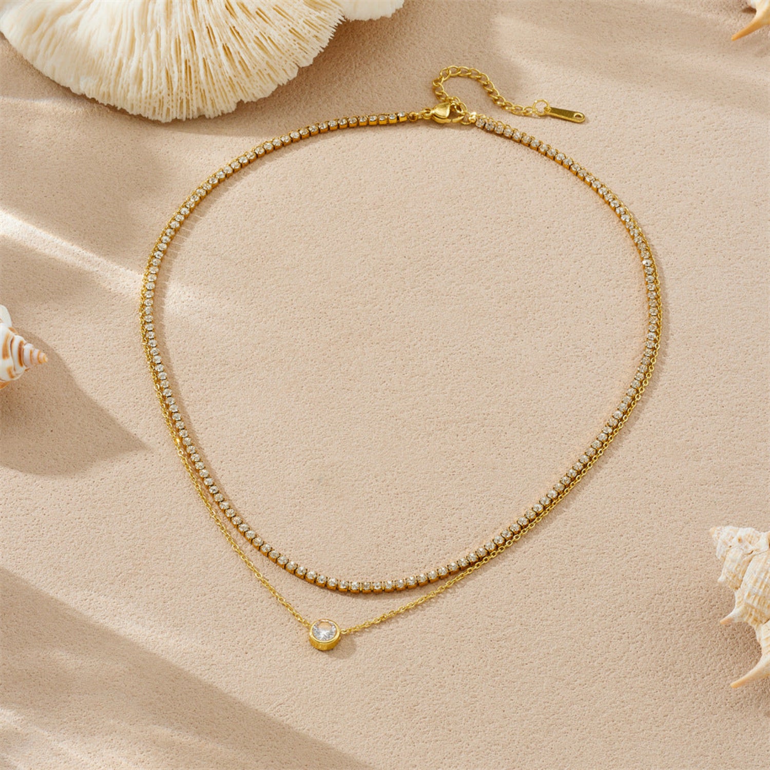 Gold White Crystal Tennis Necklace JLTN1941