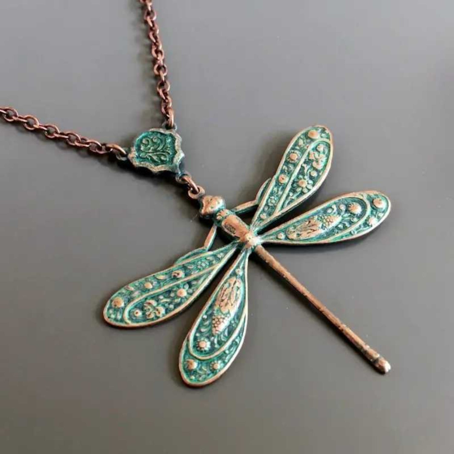 Bronze Vintage Dragonfly Pendant Necklace JLTN1944