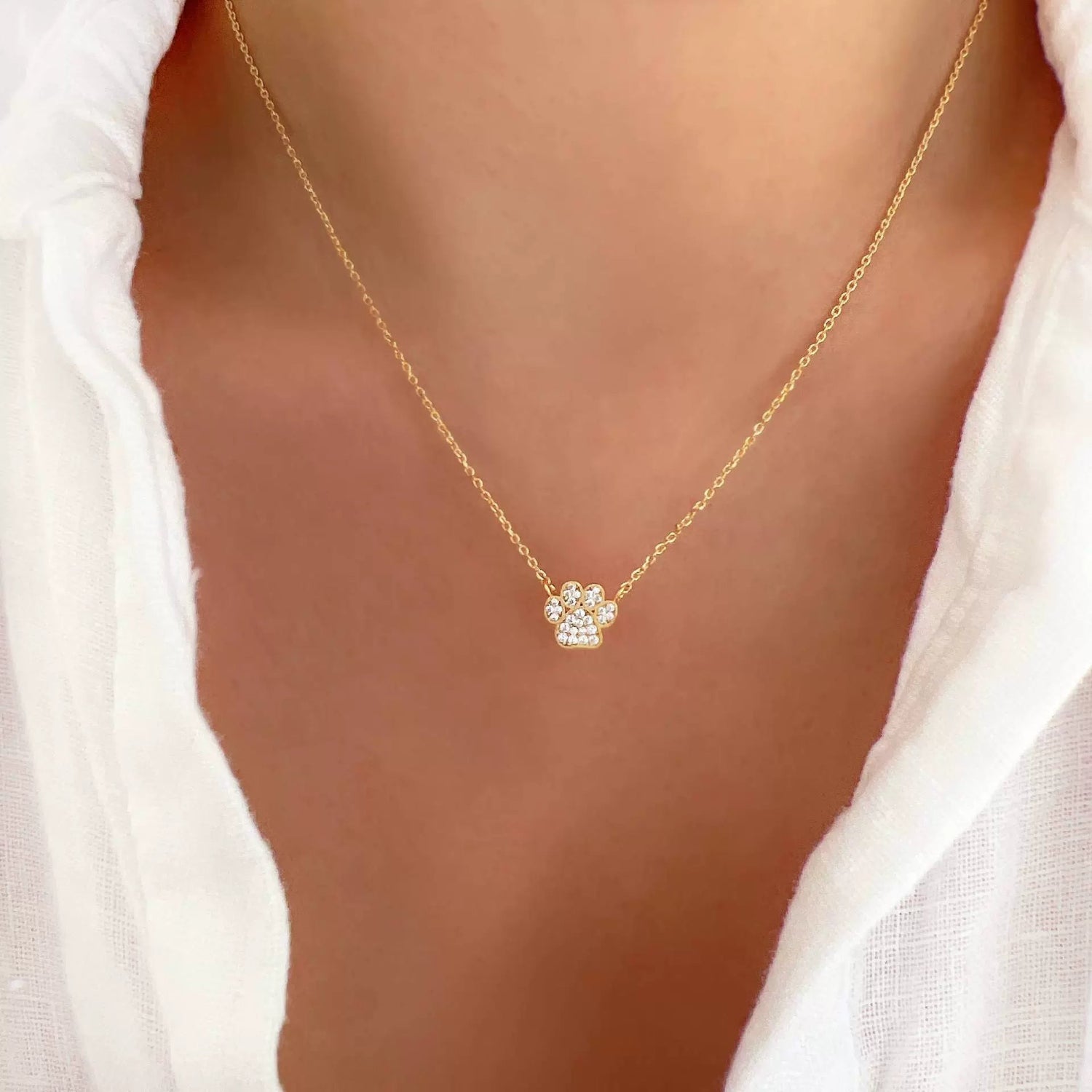 Golden Paw Crystal Necklace JLTN1947