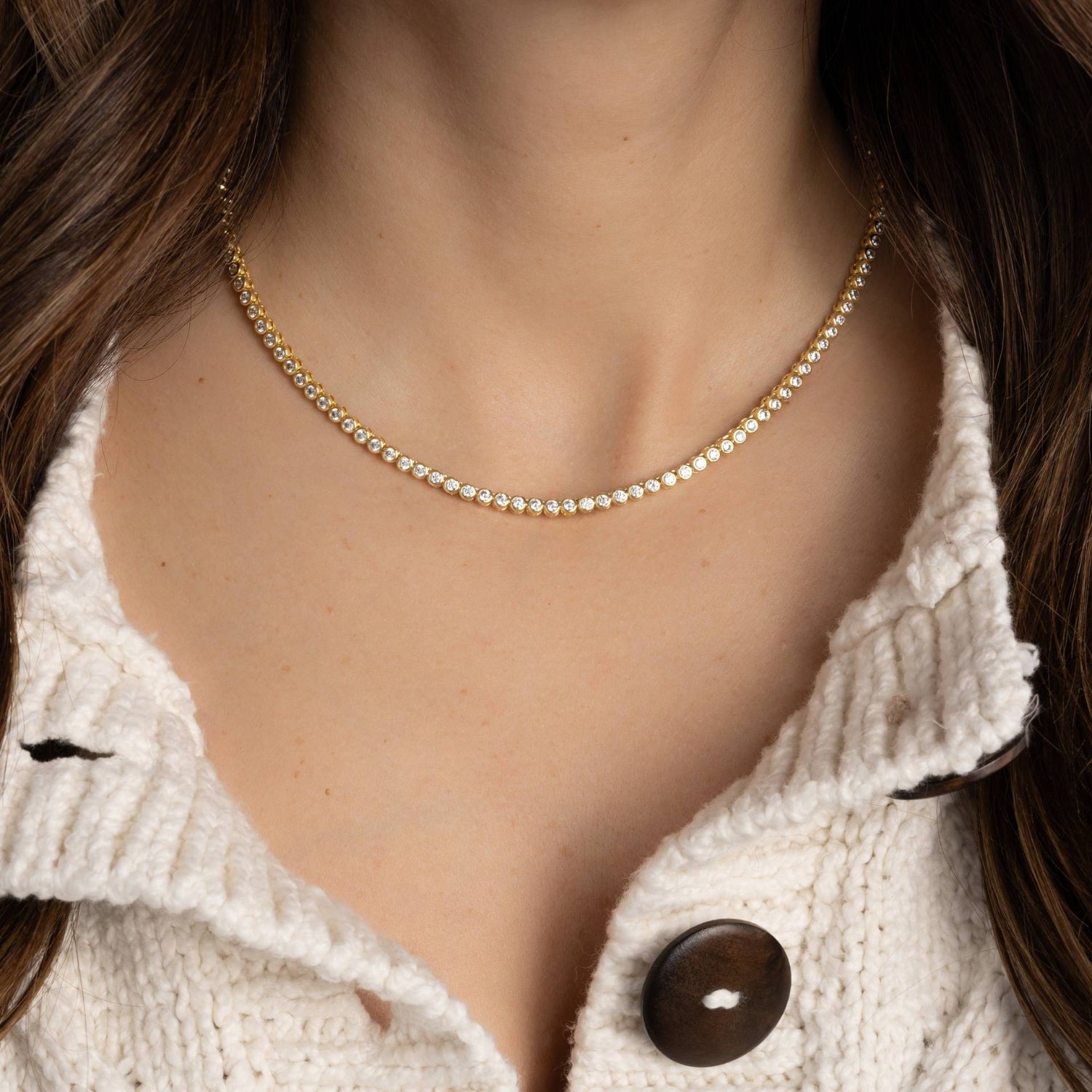 Gold Crystal Triple Layered Necklace JLTN1948