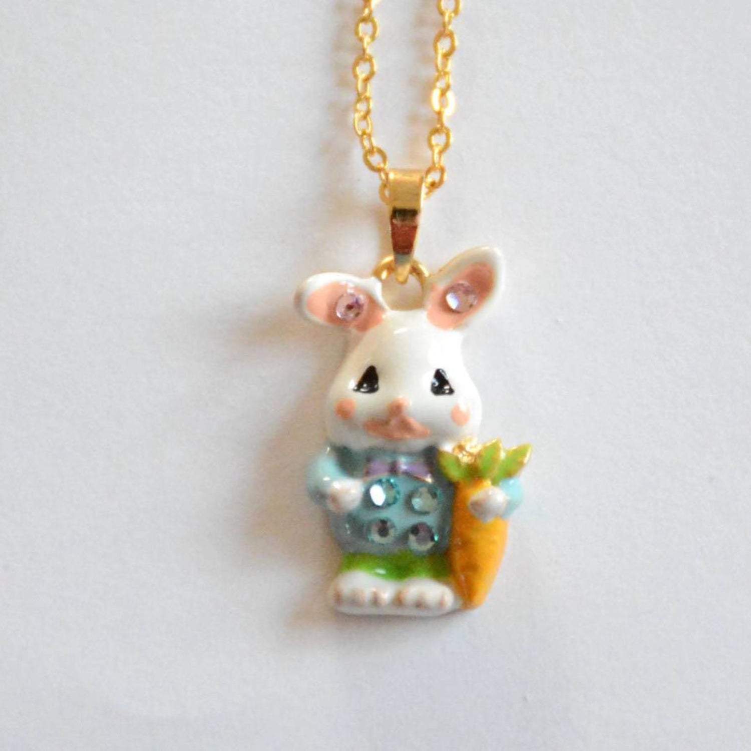 Gold Ceramic White Bunny Necklace JLTN1954