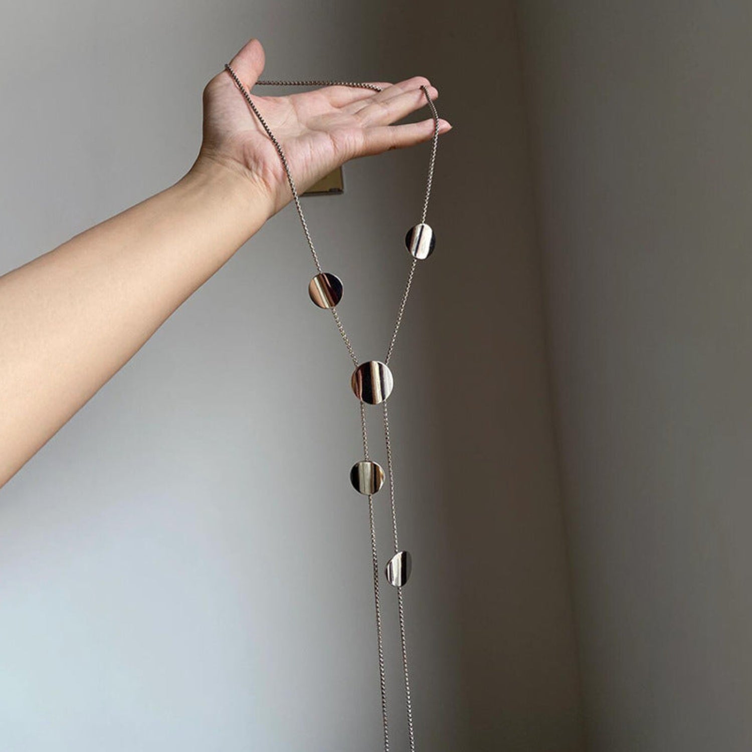 Silver Disc Long Necklace JLTN1960