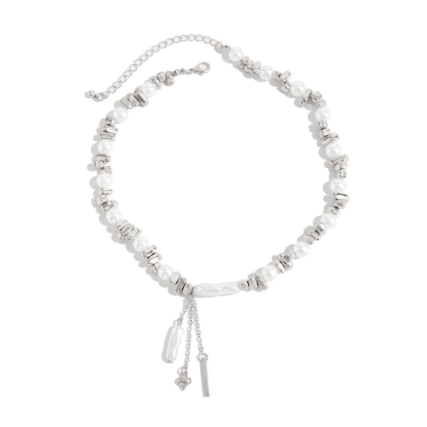 Silver Pearl Drop Charm Necklace JLTN1964