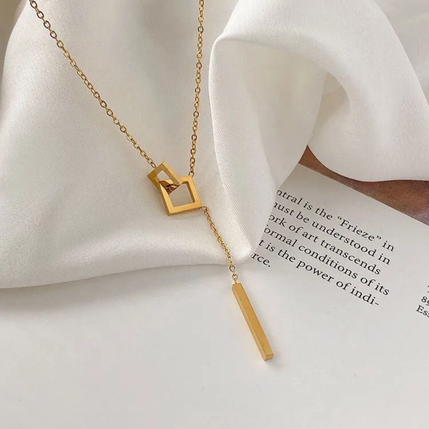 Gold Geometric Lariat Bar Necklace JLTN1966