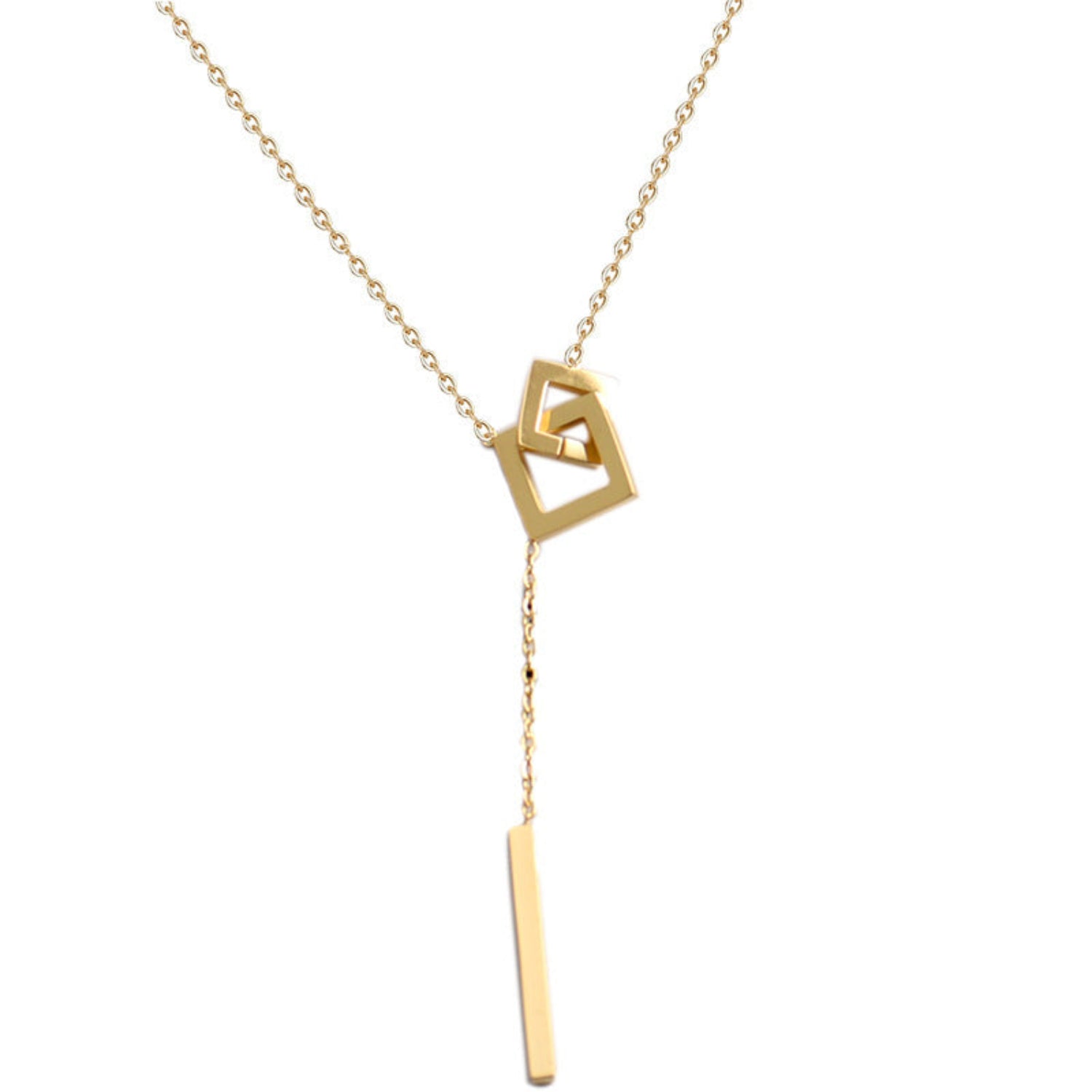 Gold Geometric Lariat Bar Necklace JLTN1966