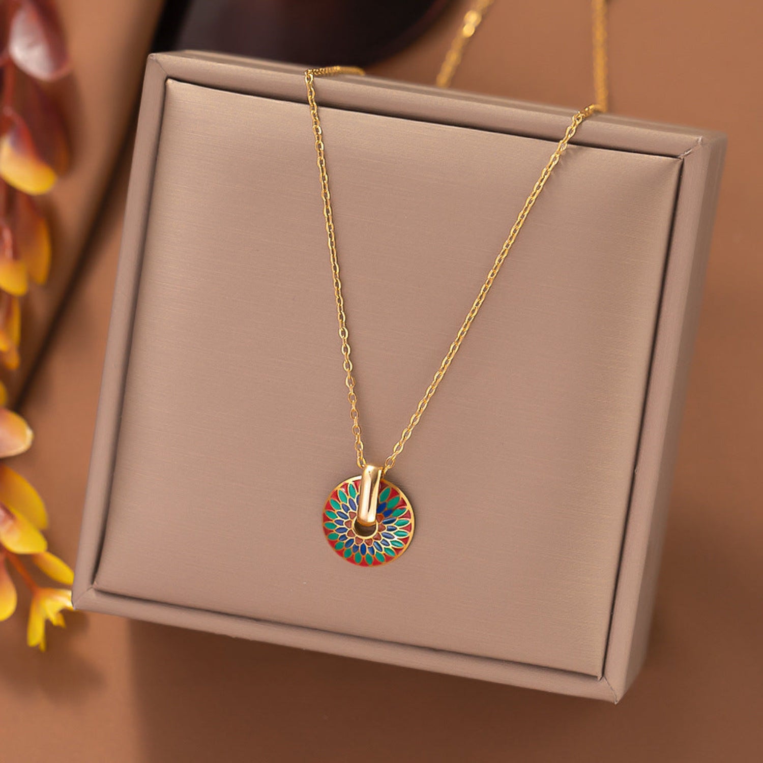 Boho Vibrant Enamel Circle Necklace JLTN1968