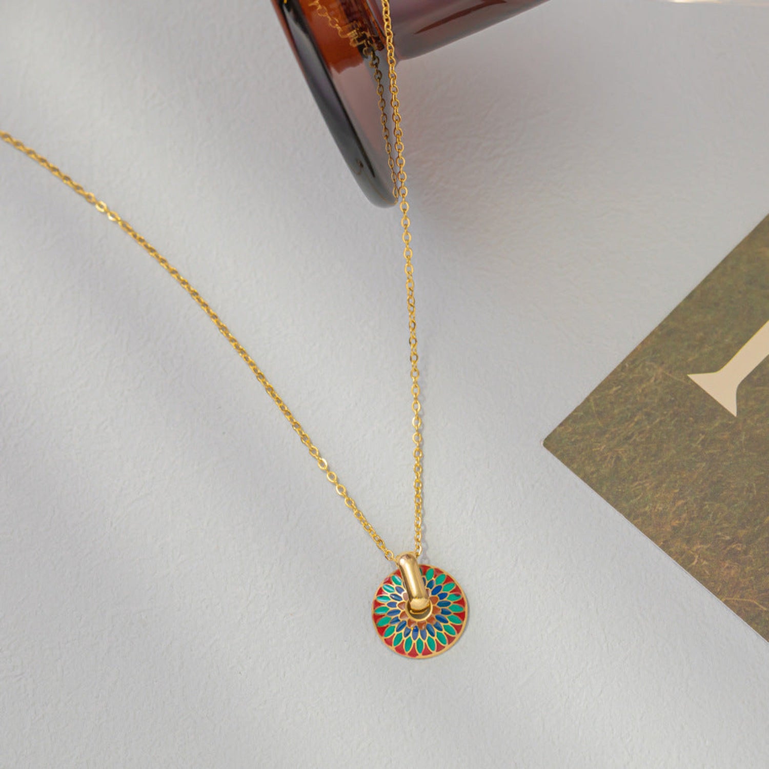 Boho Vibrant Enamel Circle Necklace JLTN1968