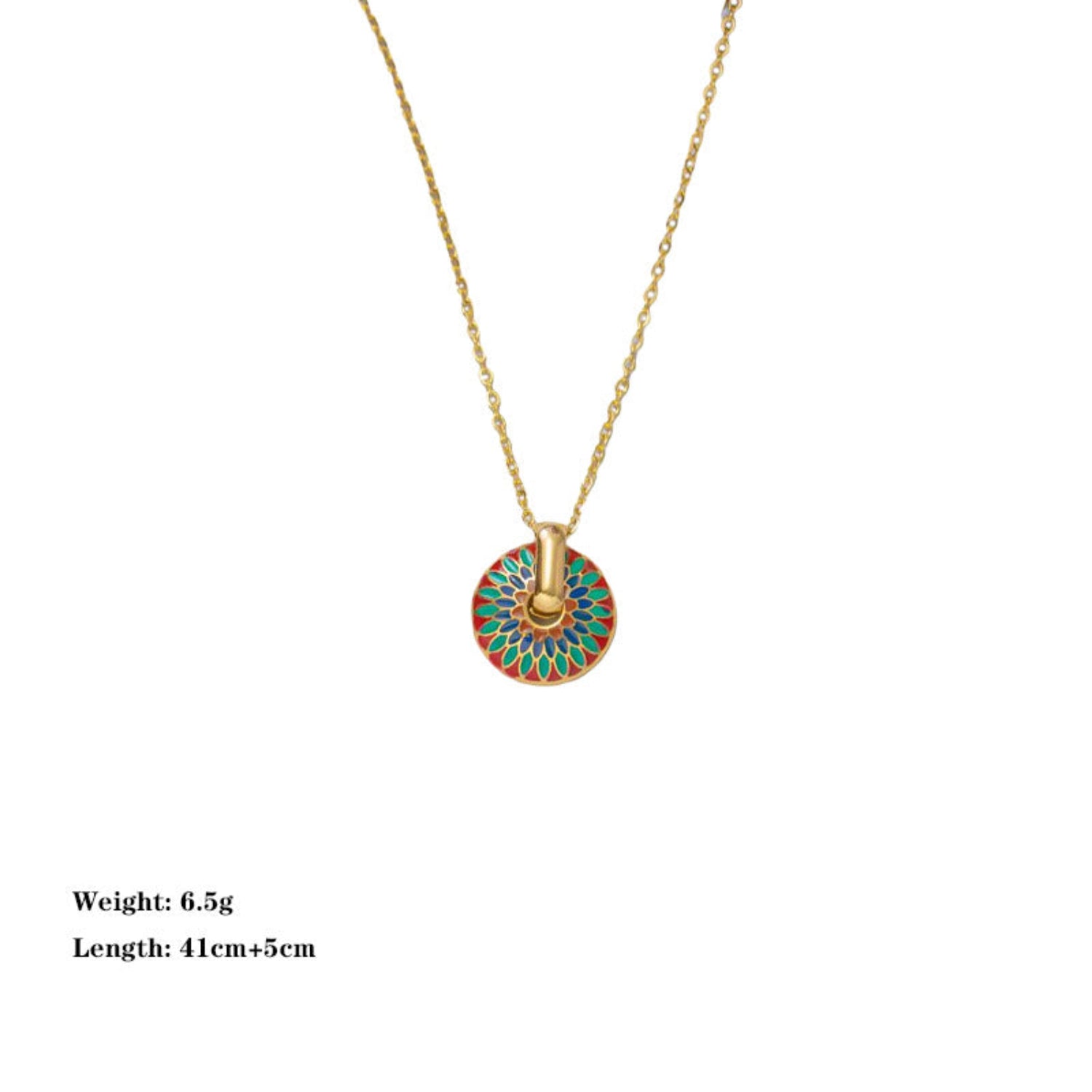 Boho Vibrant Enamel Circle Necklace JLTN1968