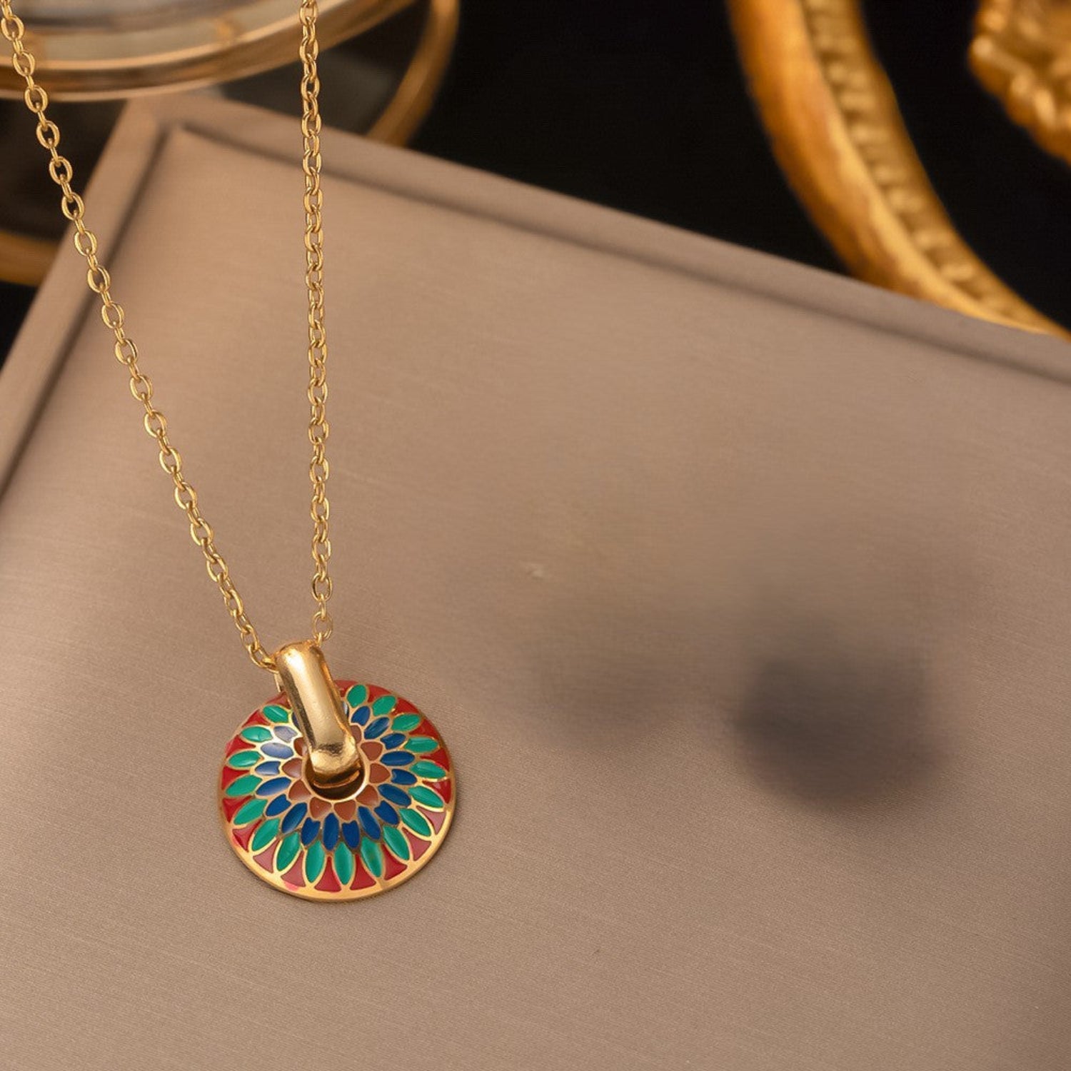 Boho Vibrant Enamel Circle Necklace JLTN1968