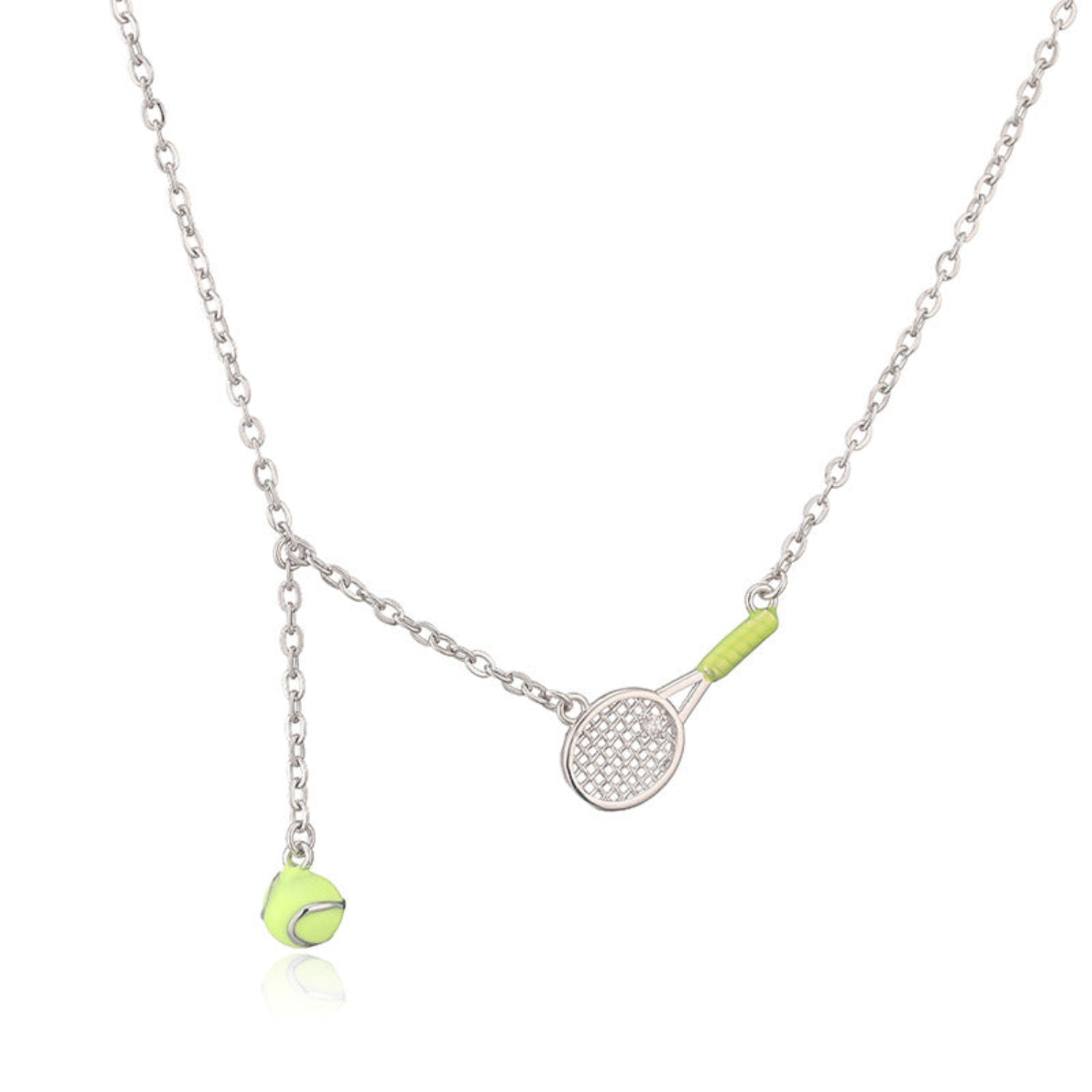 Silver Tennis Racket Pendant Necklace JLTN1971
