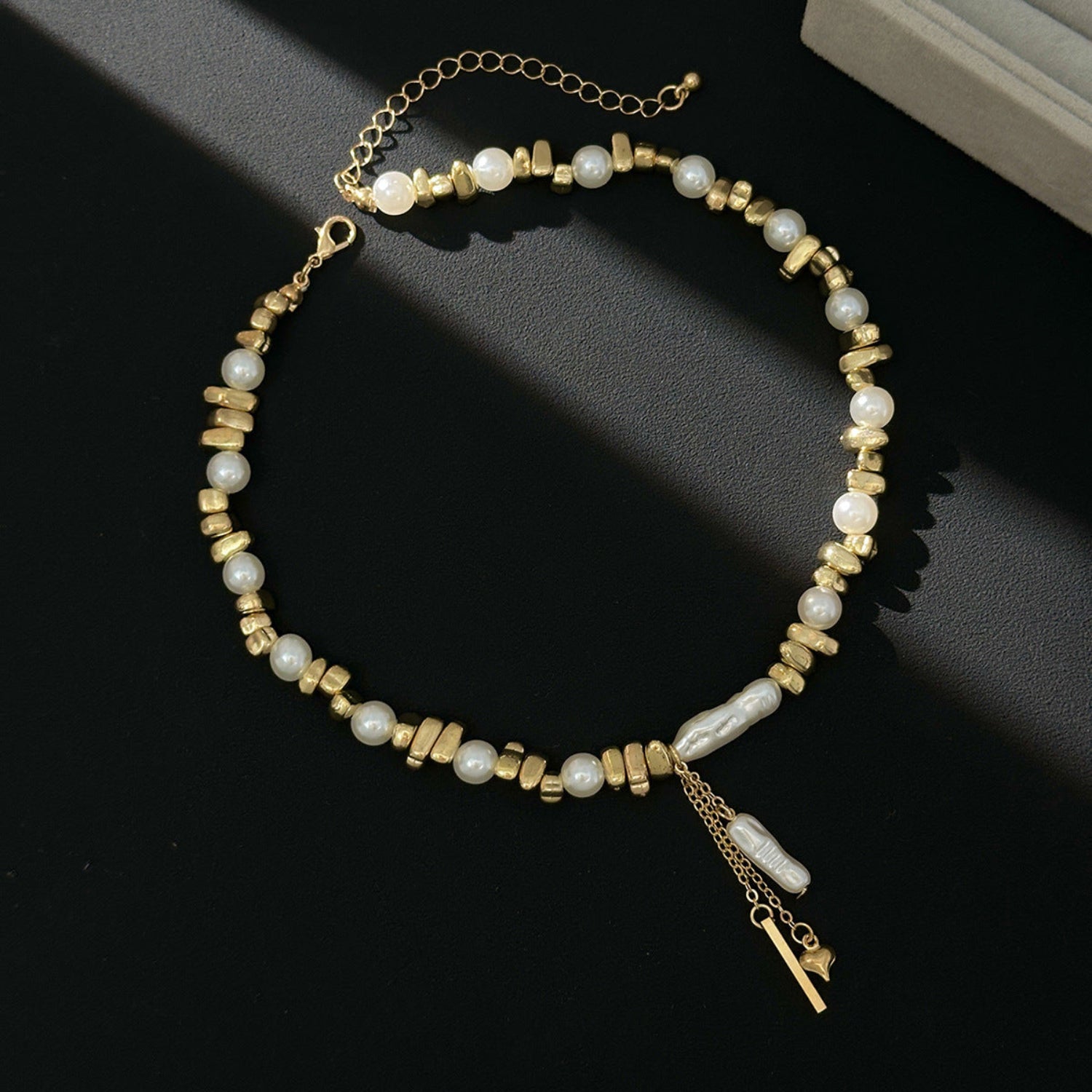 Gold Pearl Drop Charm Necklace JLTN1980