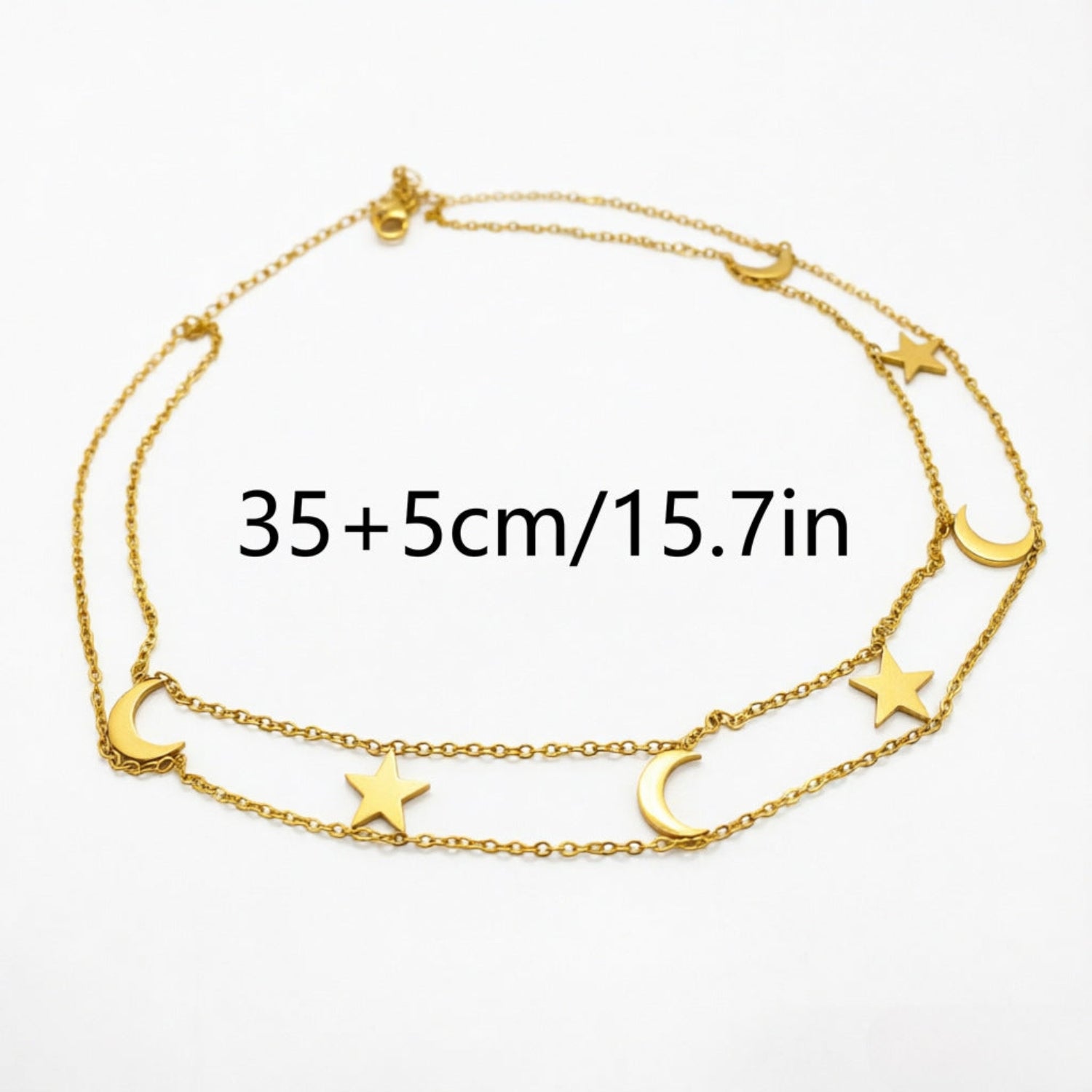 Gold Celestial Moon Star Layered Necklace JLTN1982