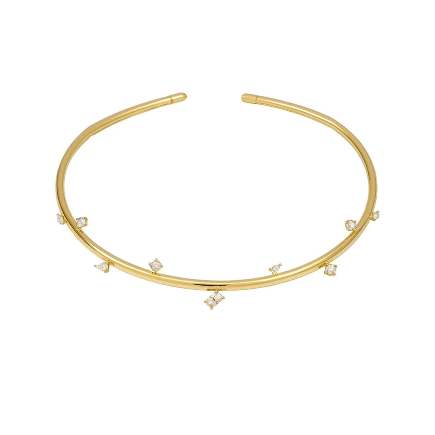 Gold Minimalist Crystal Charm Choker JLTN1984
