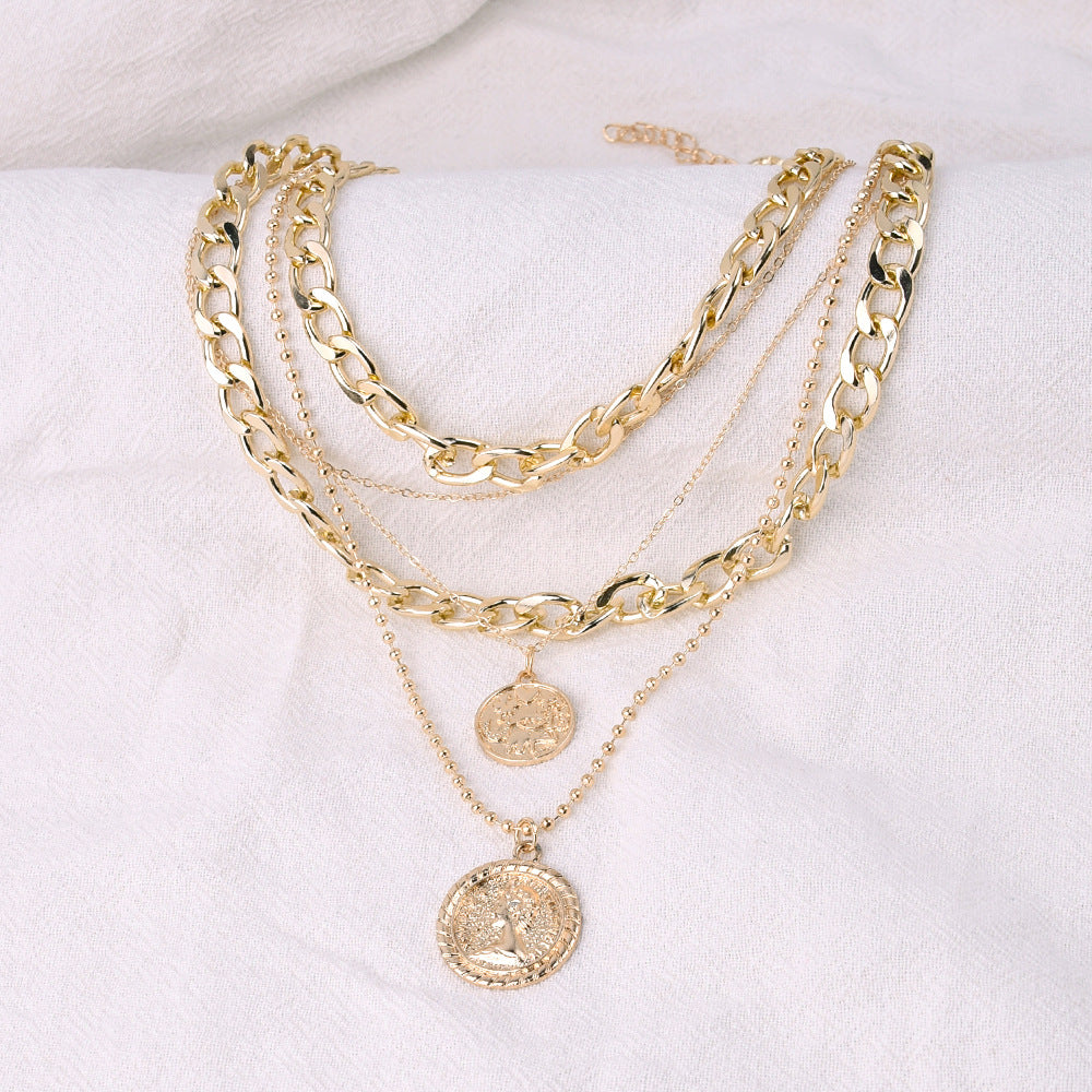 Bold Golden Layered Coin Necklace JLTN1988