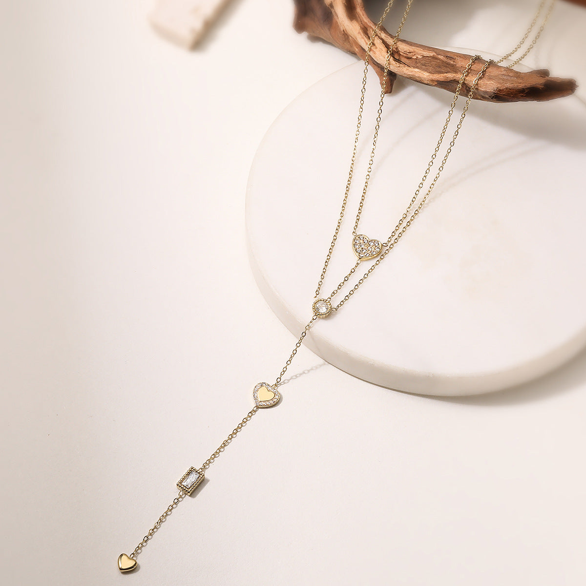 Golden Heart Lariat Necklace JLTN1989